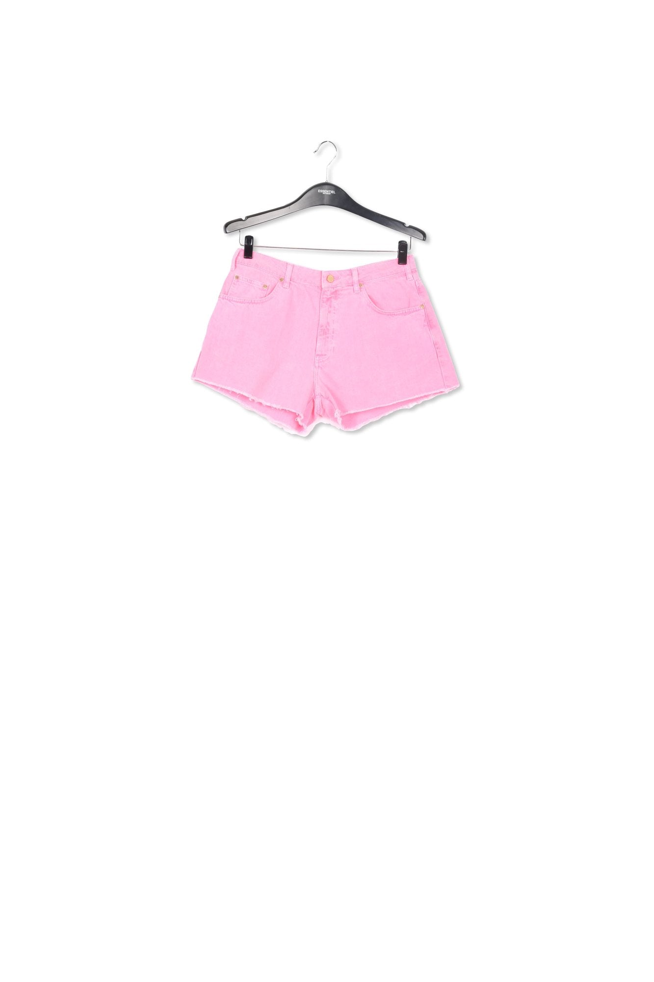 Neon pink frayed denim shorts RE—SSENTIEL | Essentiel second hand