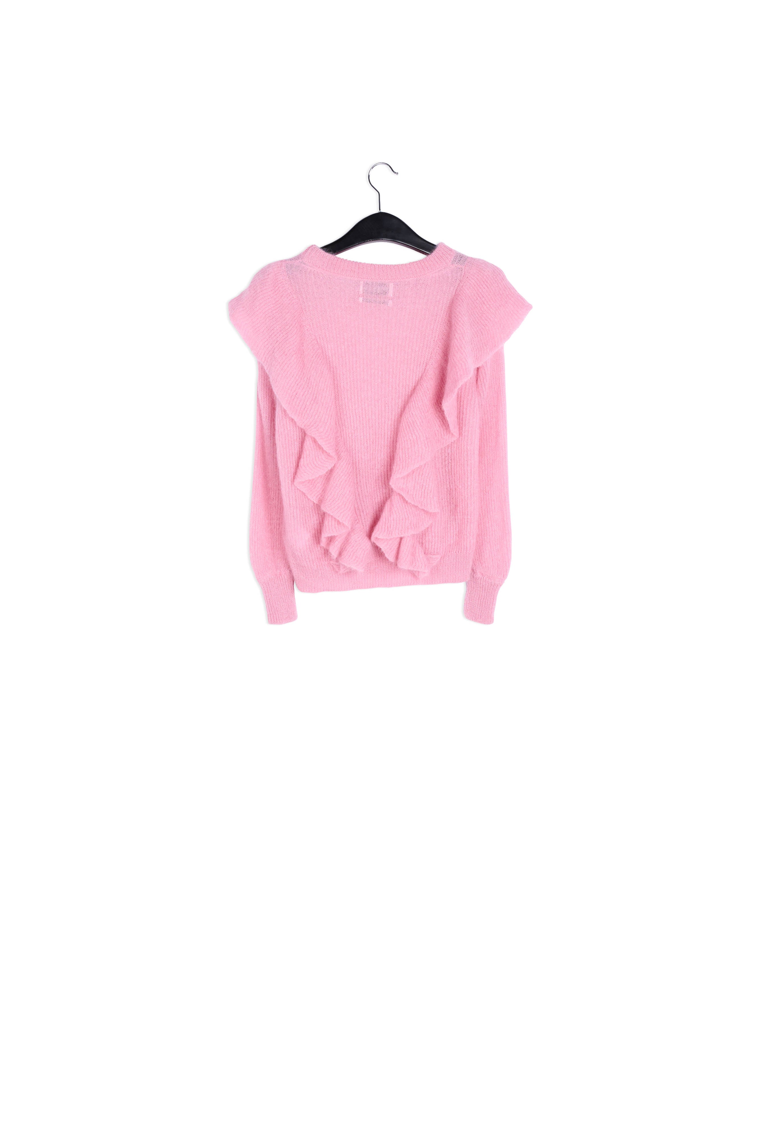 Soft pink mohair-wool blend ruffle sweater RE—SSENTIEL | Essentiel second hand