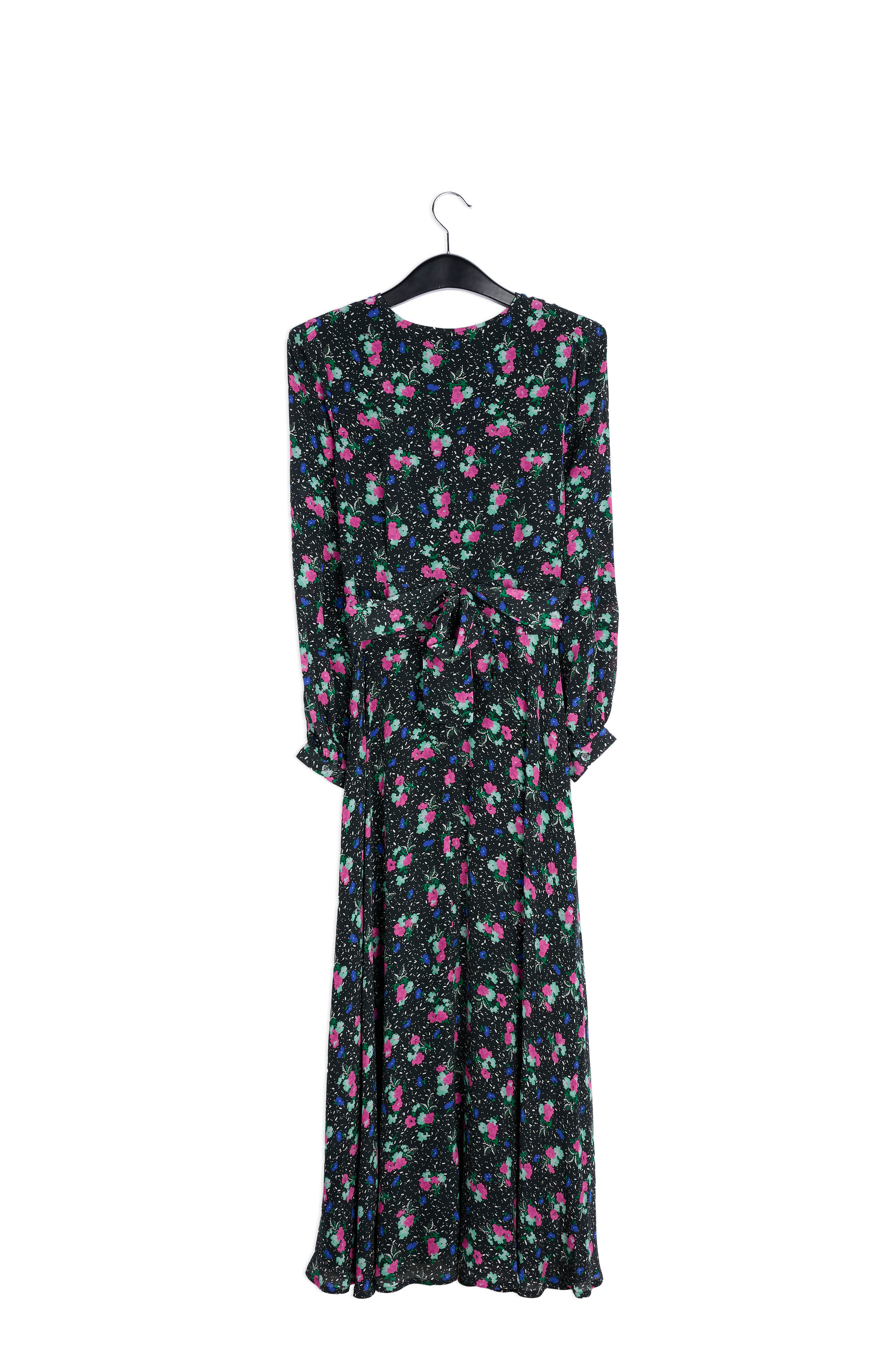 Black floral-print wrap maxi dress RE—SSENTIEL | Essentiel second hand