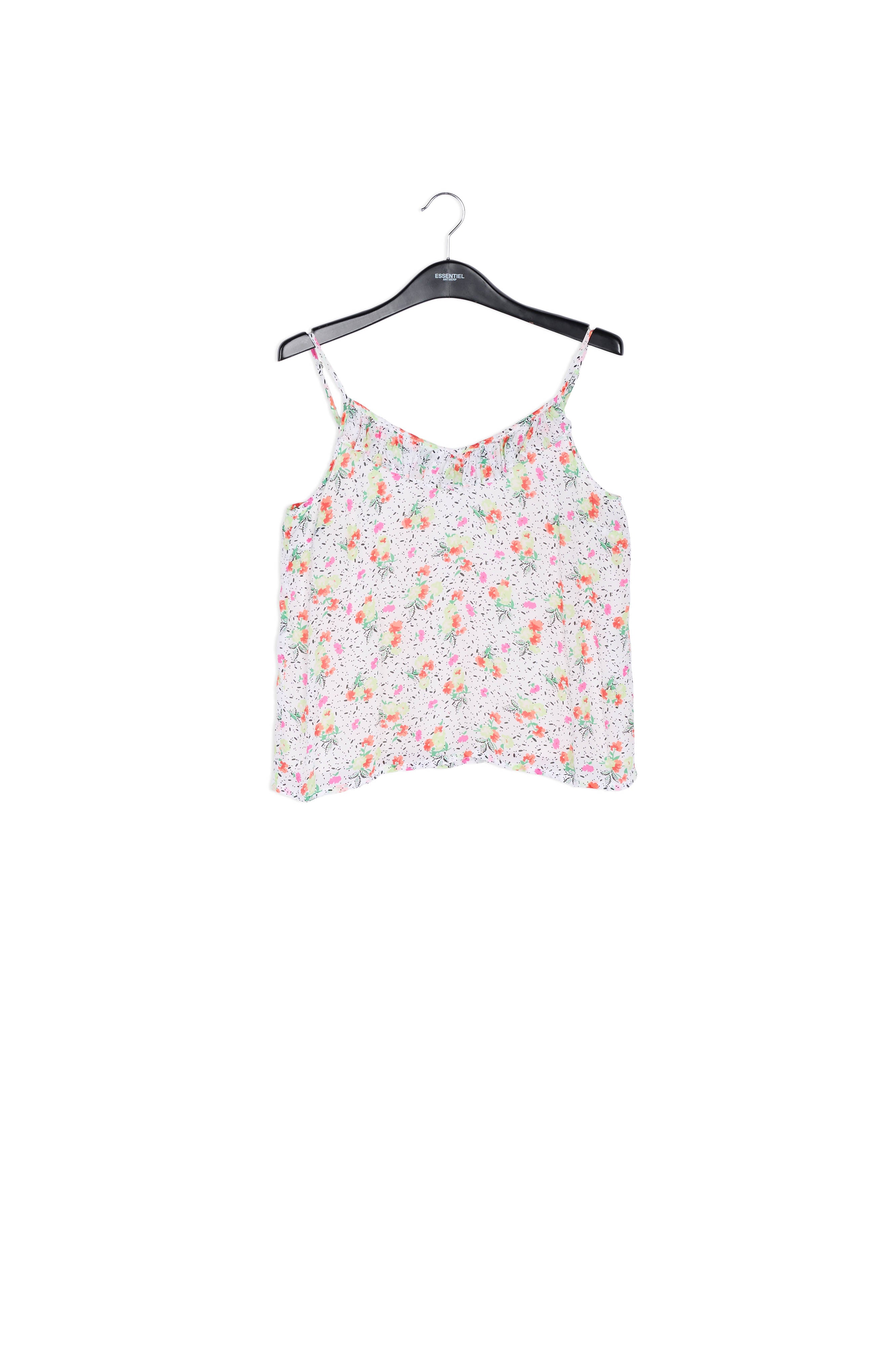 Caraco blanc cassé à fleurs avec ruches RE—SSENTIEL | Essentiel second hand