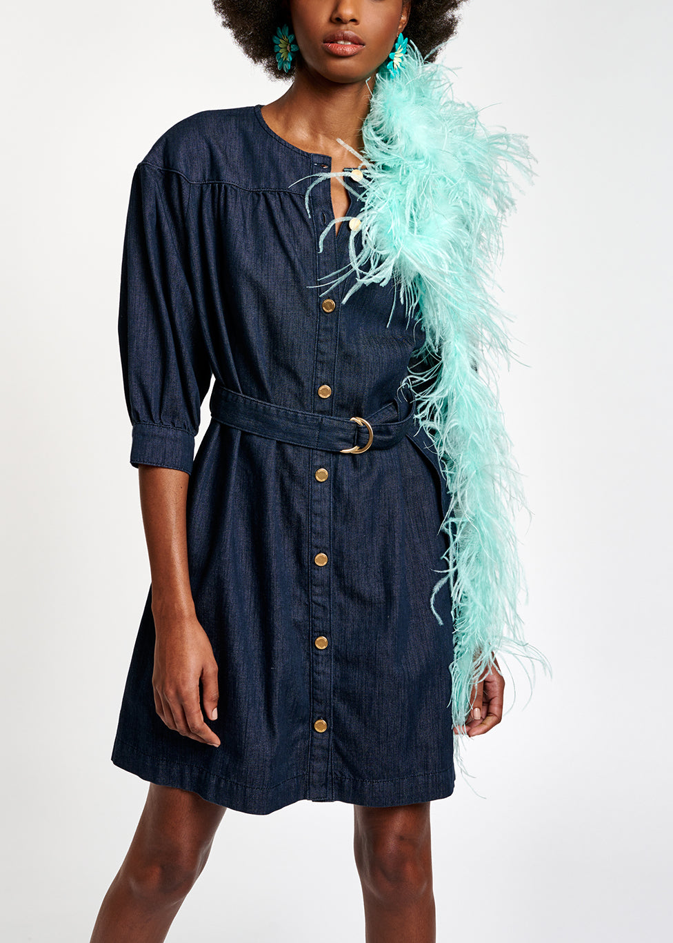 Dark blue denim mini dress RE—SSENTIEL | Essentiel second hand