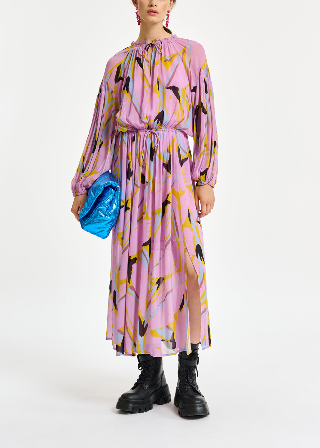 Lila maxi-jurk met abstracte print RE—SSENTIEL | Essentiel second hand