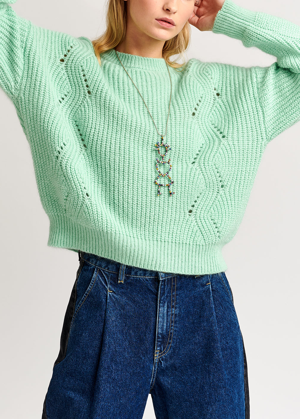 Mint green ribbed mohair-blend sweater RE—SSENTIEL | Essentiel second hand