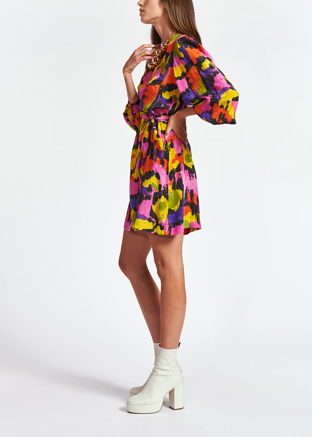 Colorful silk jacquard mini dress RE—SSENTIEL | Essentiel second hand