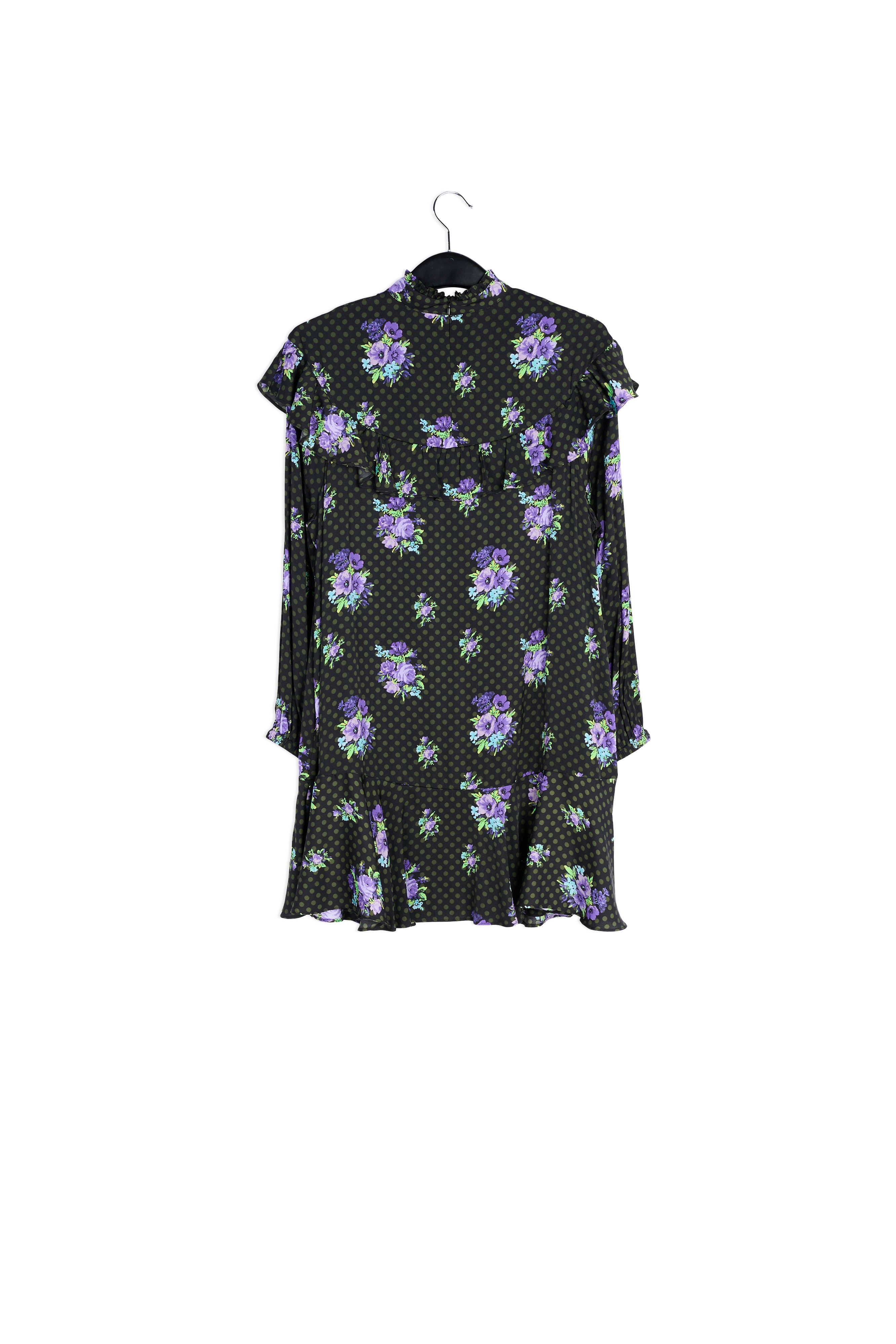 Black and purple ruffled a-line dress RE—SSENTIEL | Essentiel second hand