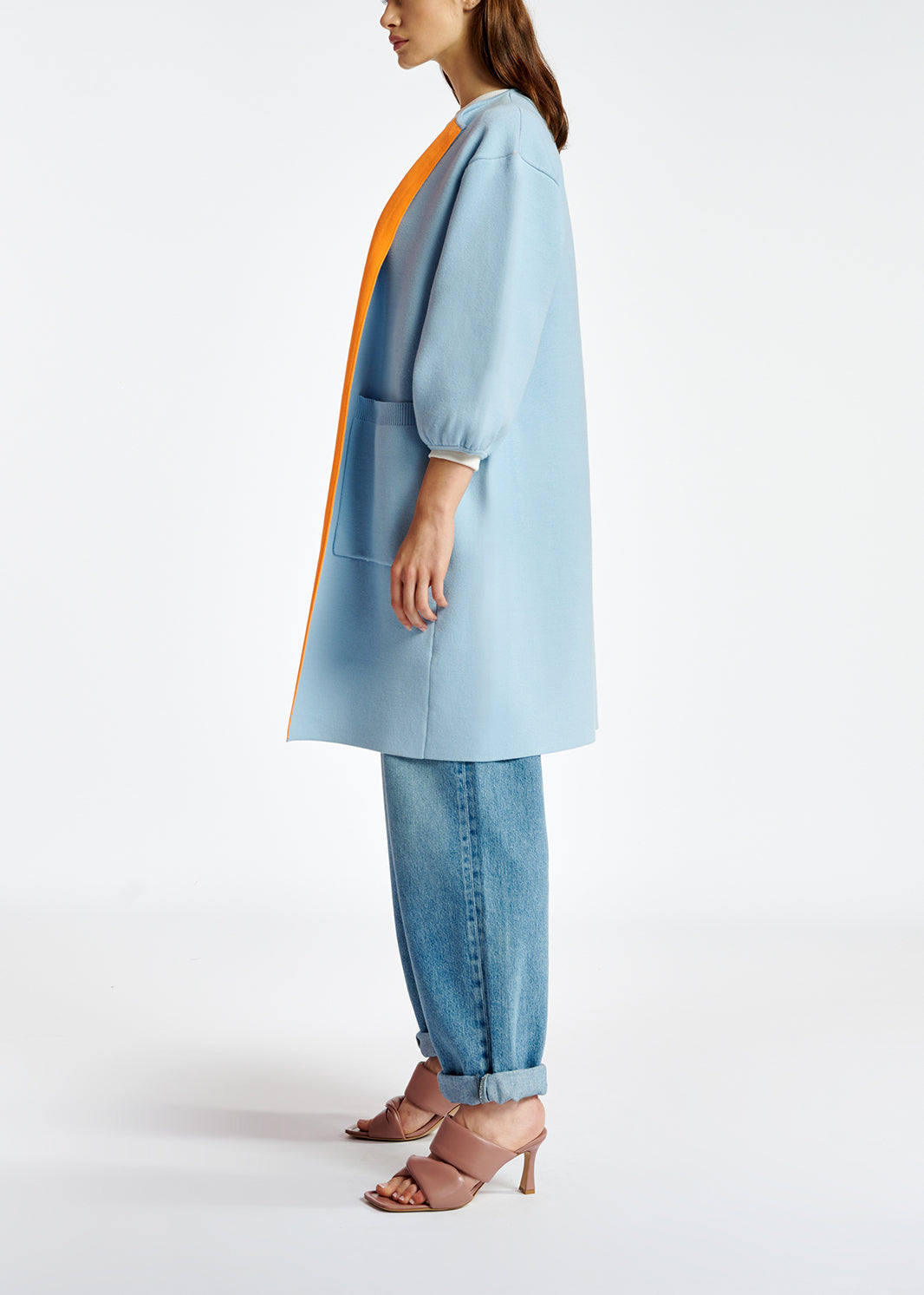 Light blue oversized knit coat RE—SSENTIEL | Essentiel second hand