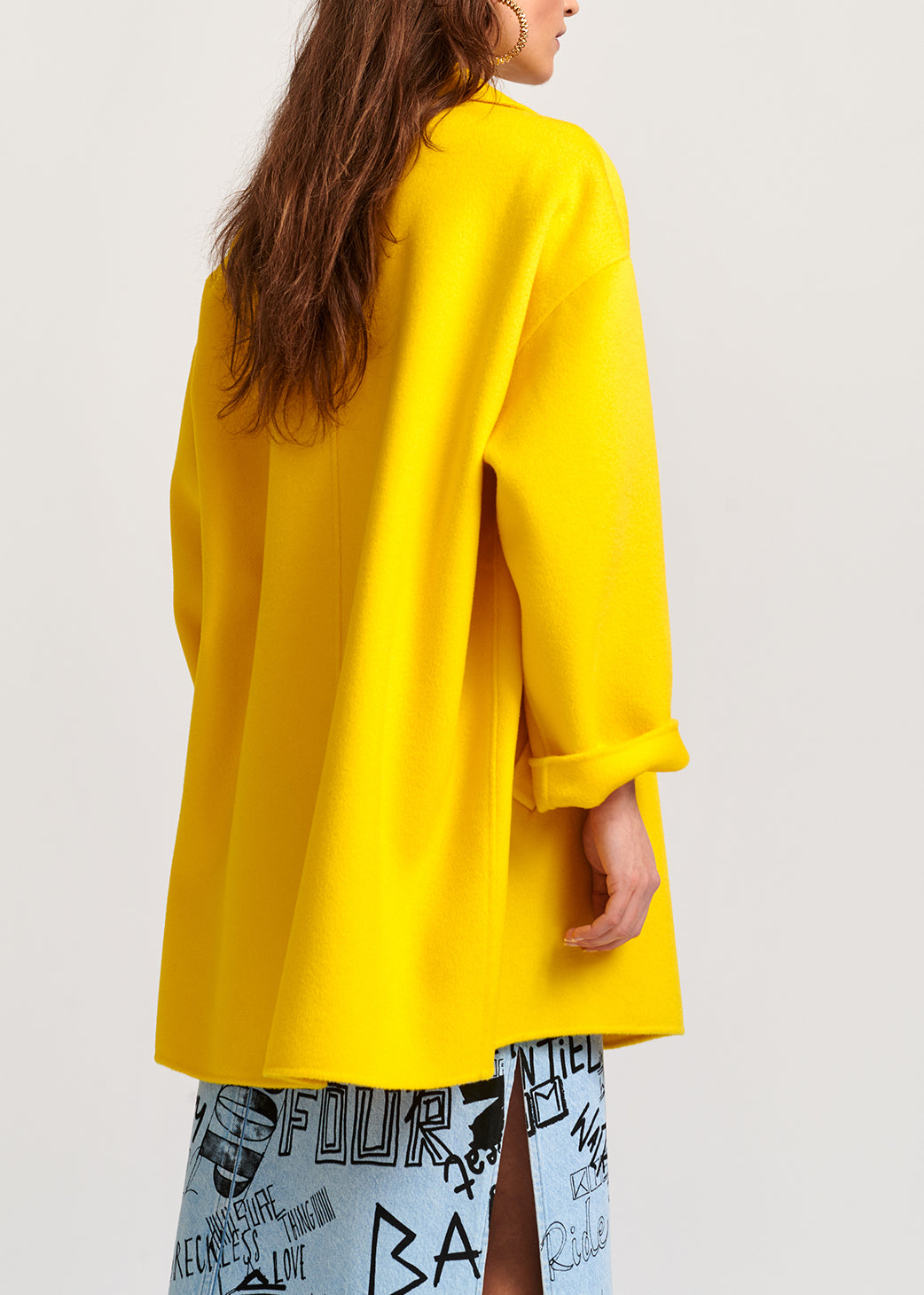 Yellow double-breasted wool coat RE—SSENTIEL | Essentiel second hand