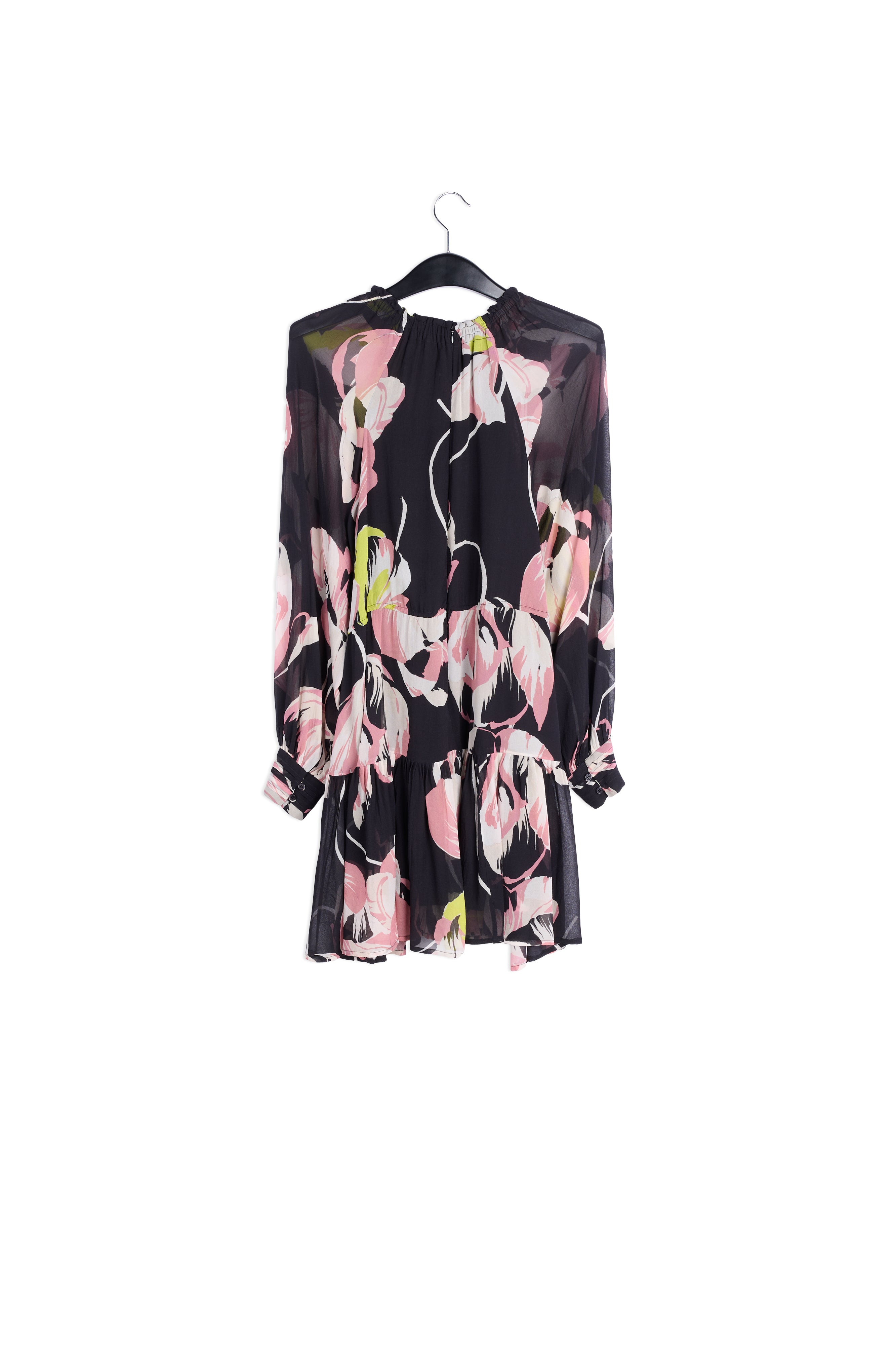 Zwarte mini-jurk met bloemenprint RE—SSENTIEL | Essentiel second hand