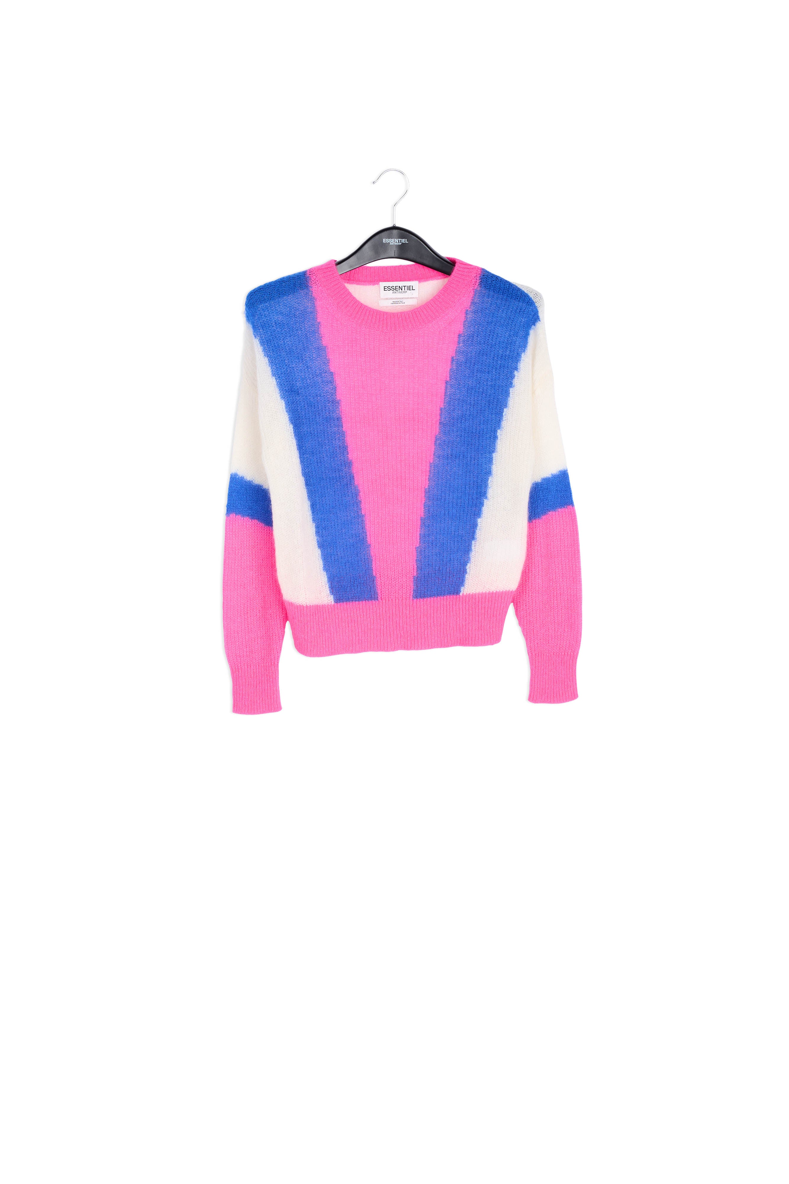 Neon pink, cobalt blue and off-white mohair-blend sweater RE—SSENTIEL | Essentiel second hand