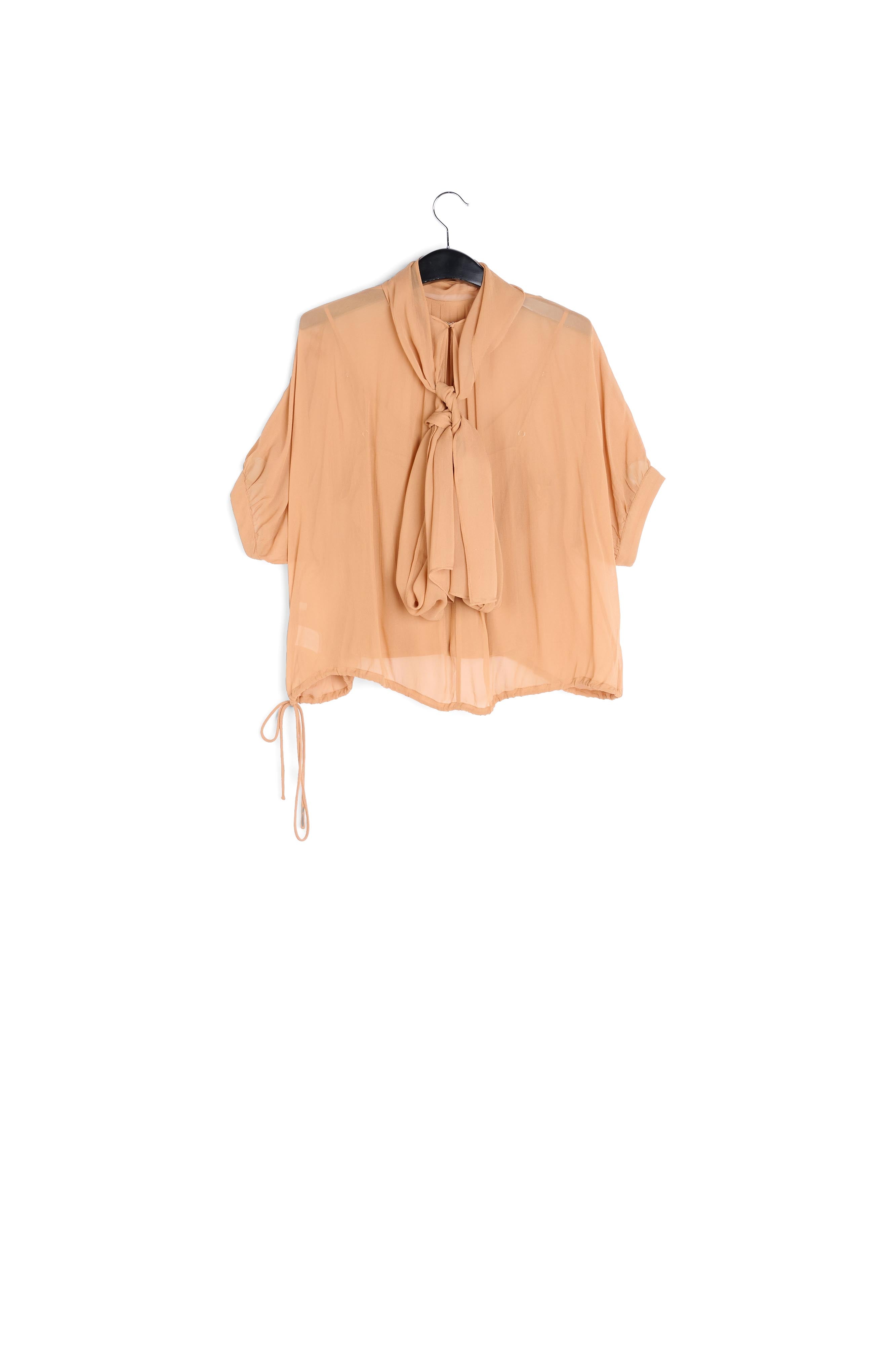 Tan voluminous sheer top RE—SSENTIEL | Essentiel second hand
