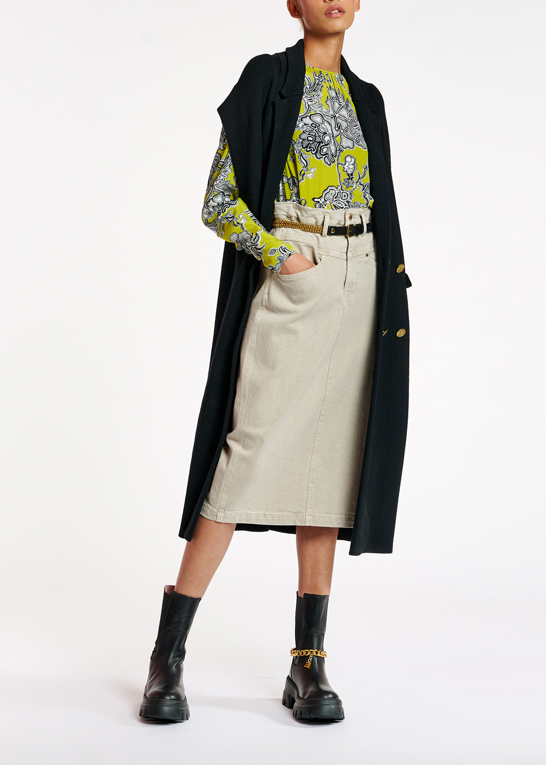 Lime green floral-print top RE—SSENTIEL | Essentiel second hand