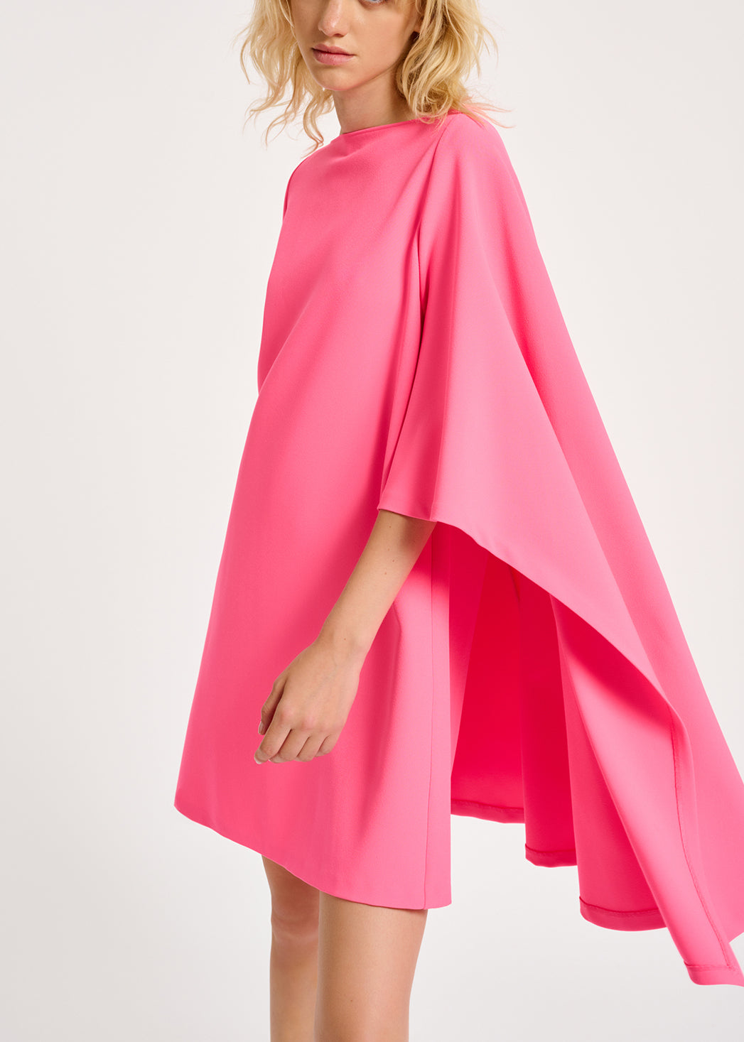 Neon pink cape-effect mini dress RE—SSENTIEL | Essentiel second hand