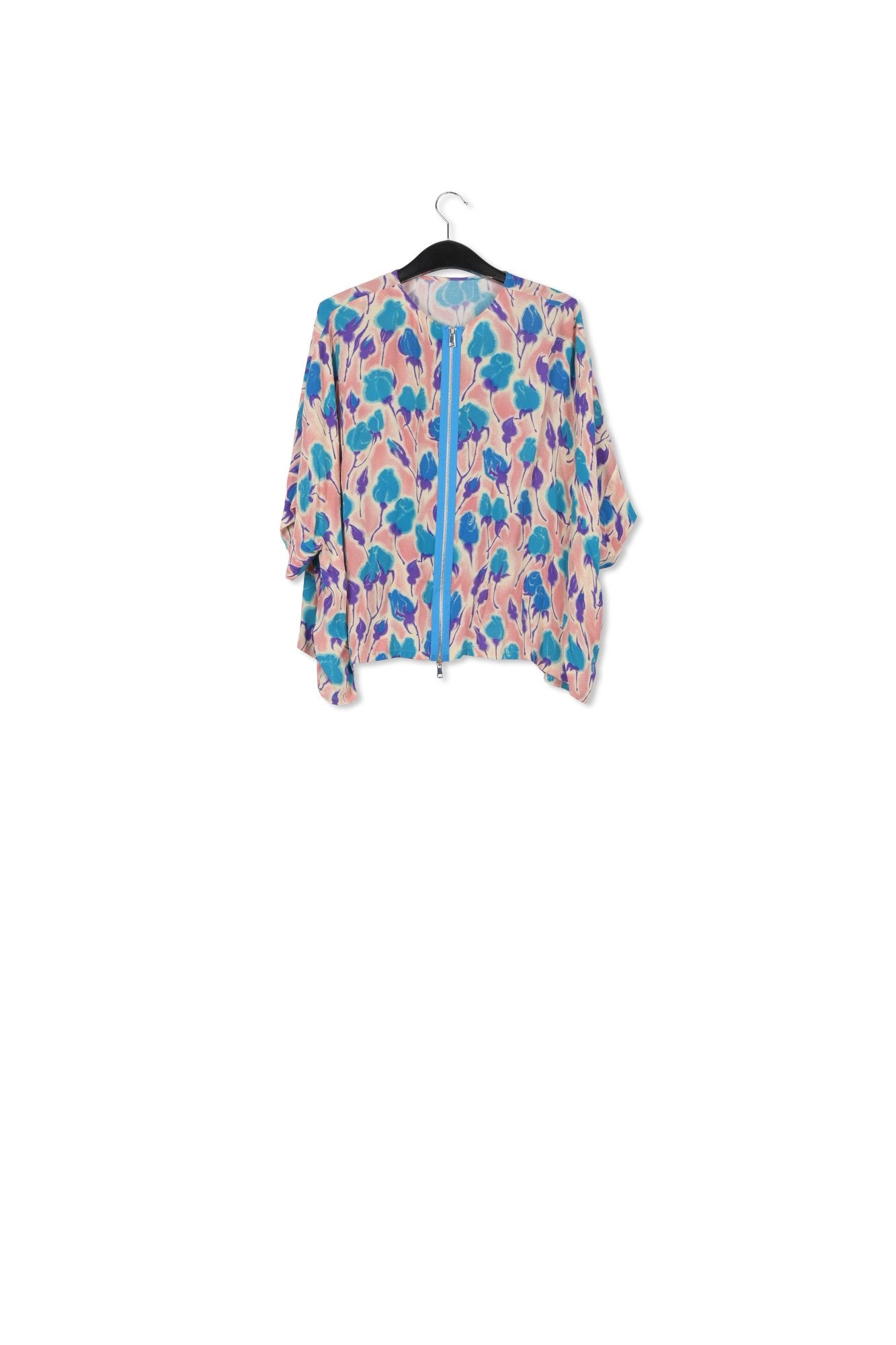 Light pink, blue and purple floral print oversized top RE—SSENTIEL | Essentiel second hand