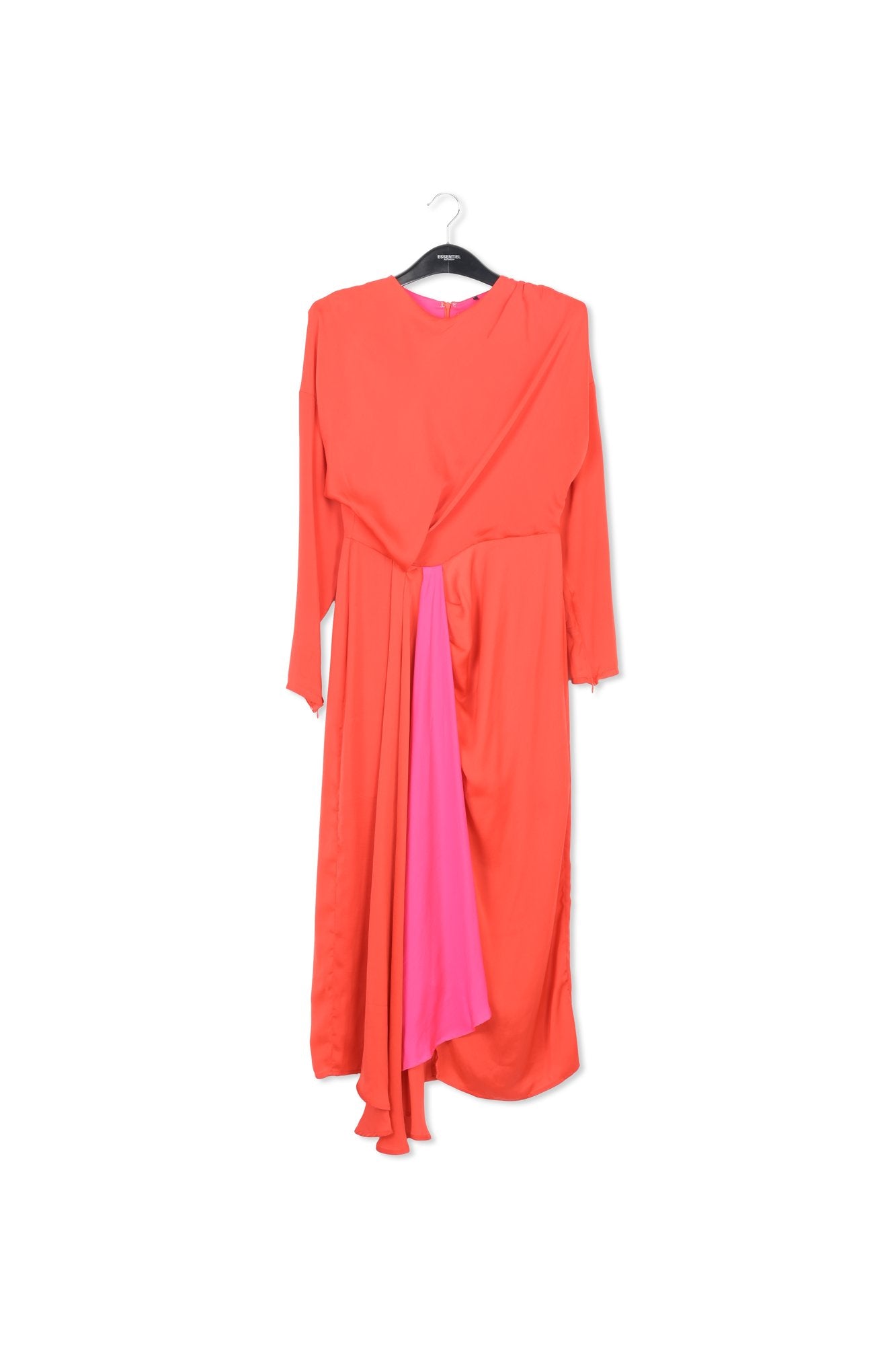 Red and pink draped midi-length dress RE—SSENTIEL | Essentiel second hand