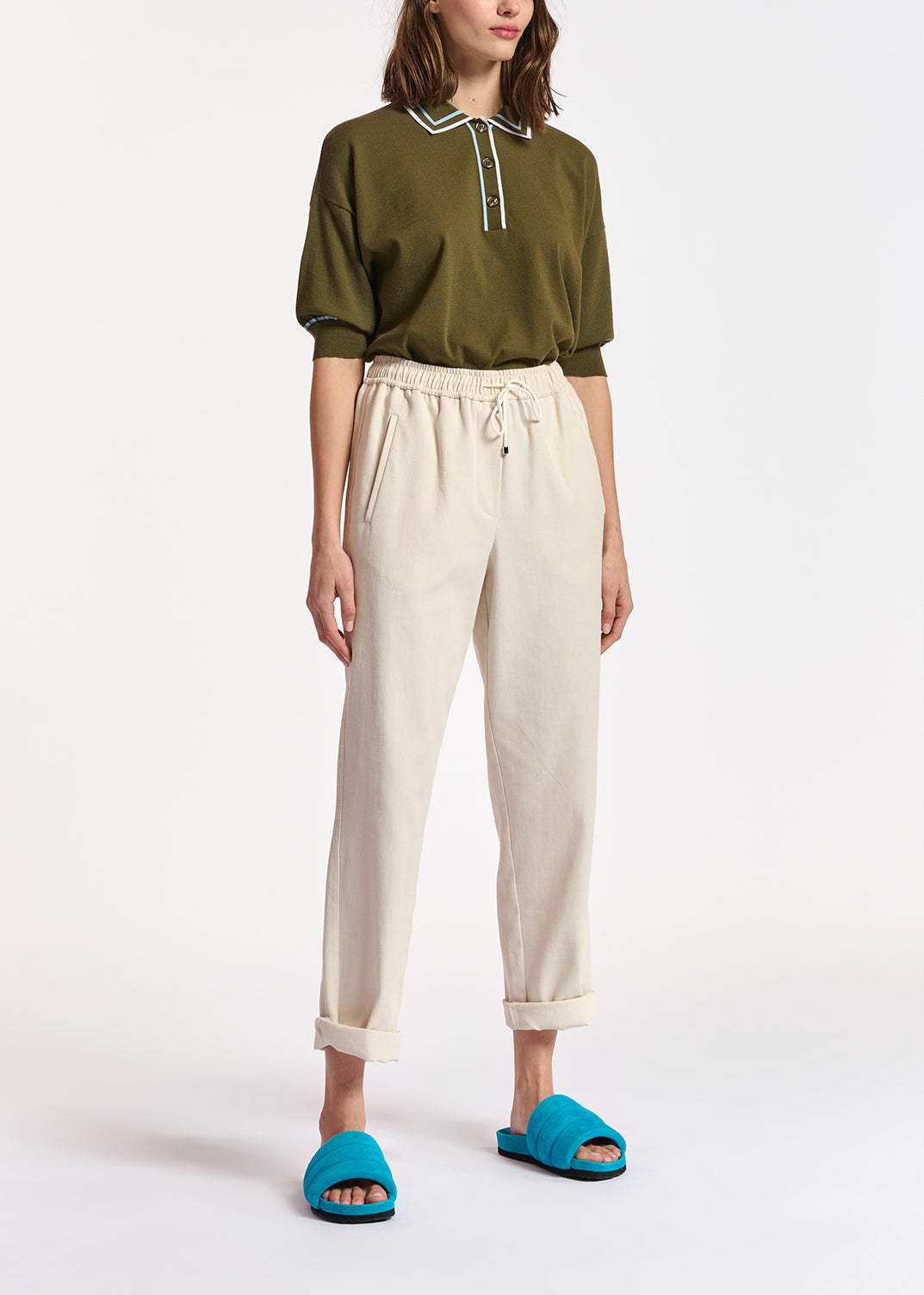 Off-white cotton tapered pants RE—SSENTIEL | Essentiel second hand