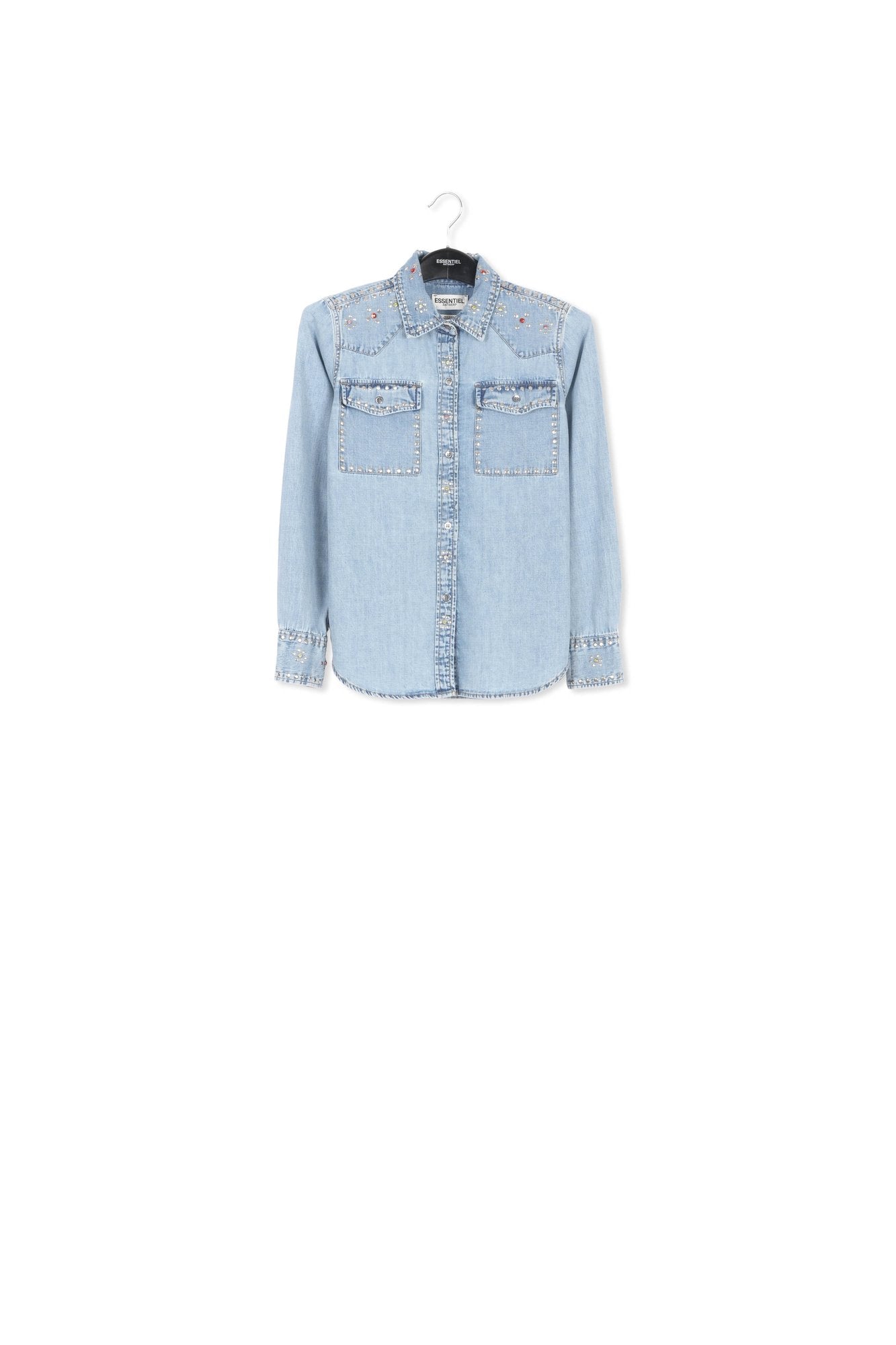 Blue denim shirt with stud embellishments RE—SSENTIEL | Essentiel second hand