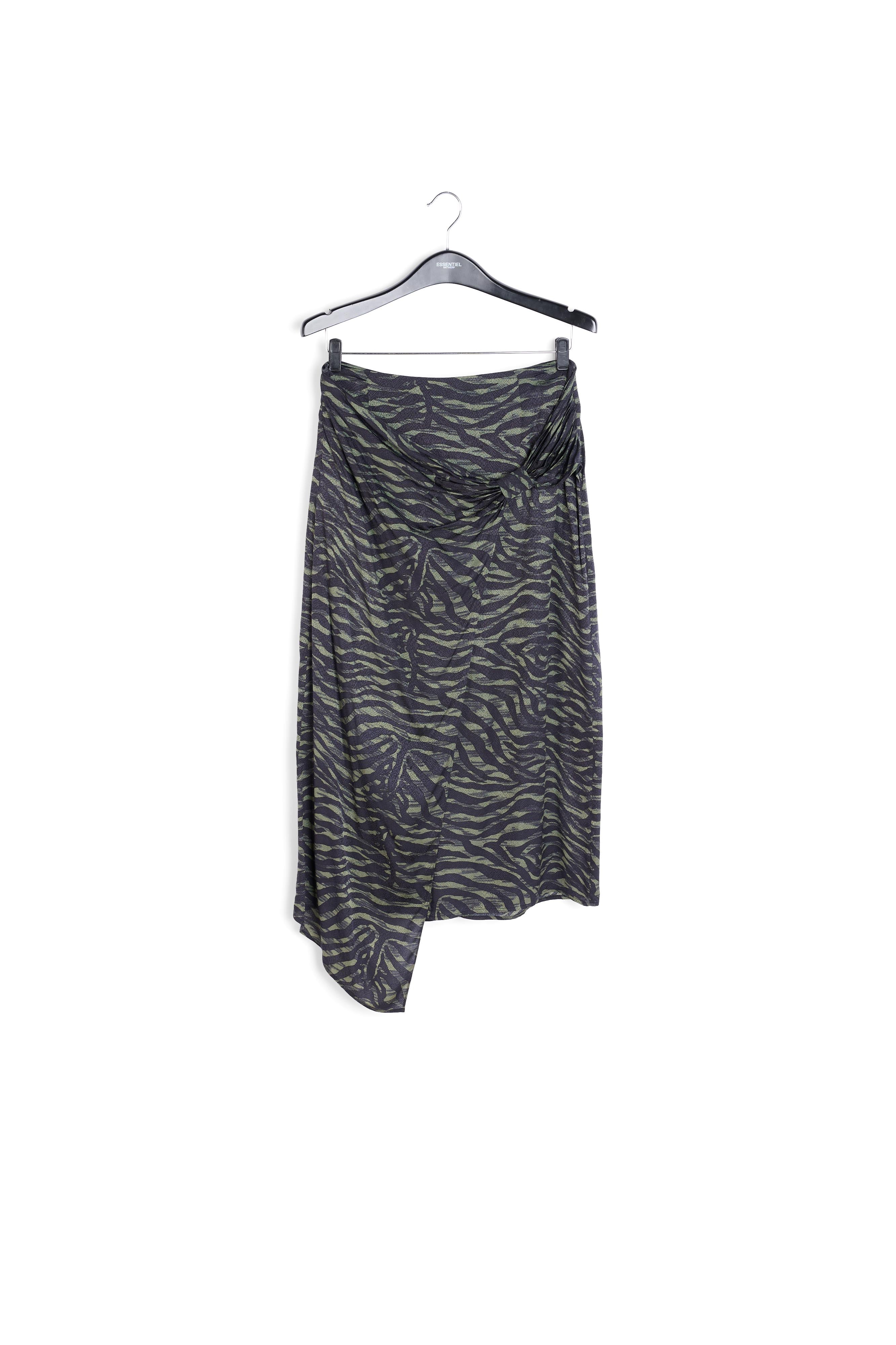 Khaki and black wrap effect long pencil skirt RE—SSENTIEL | Essentiel second hand