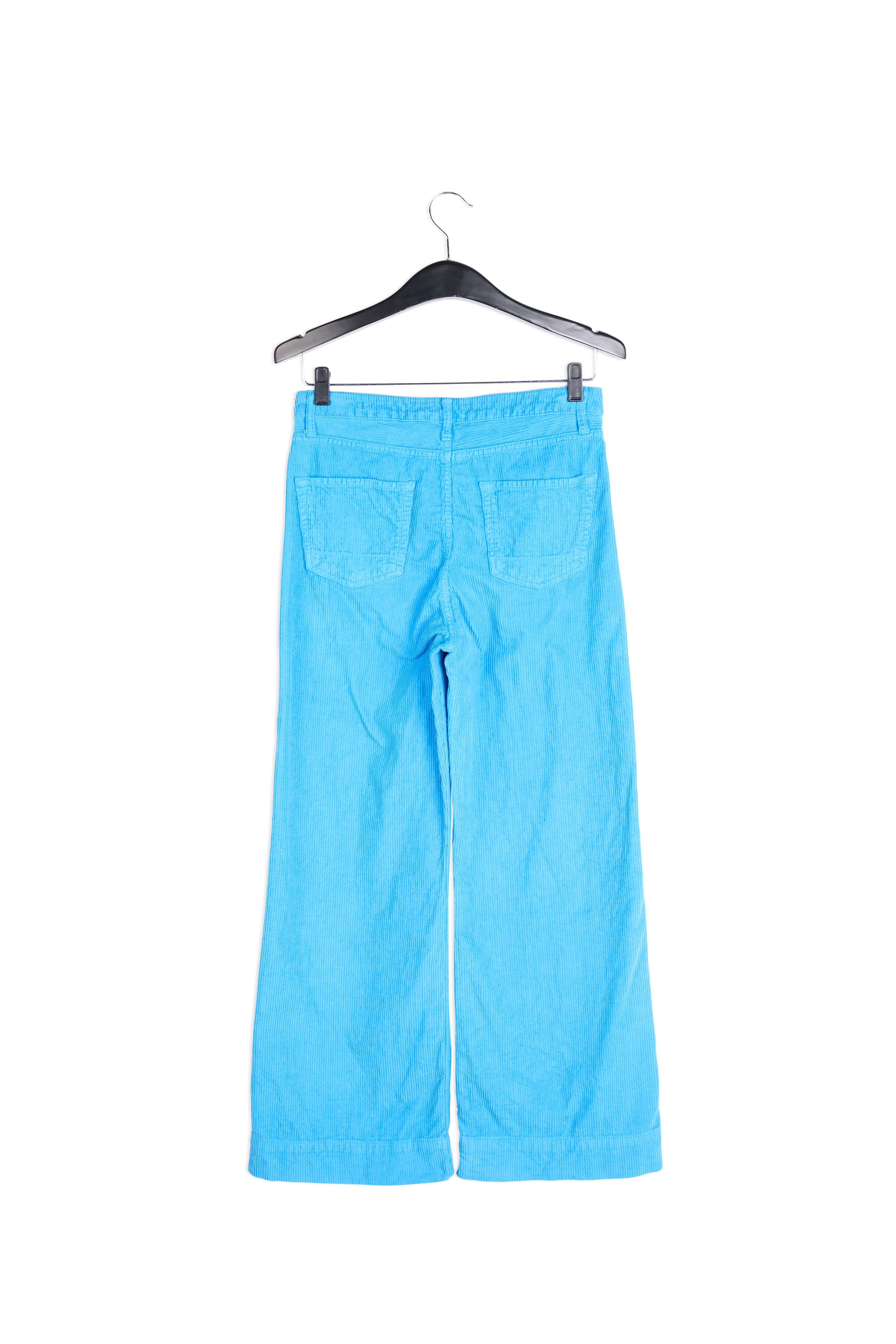 Pantalon court à jambes larges en velours côtelé de coton bleu ciel RE—SSENTIEL | Essentiel second hand