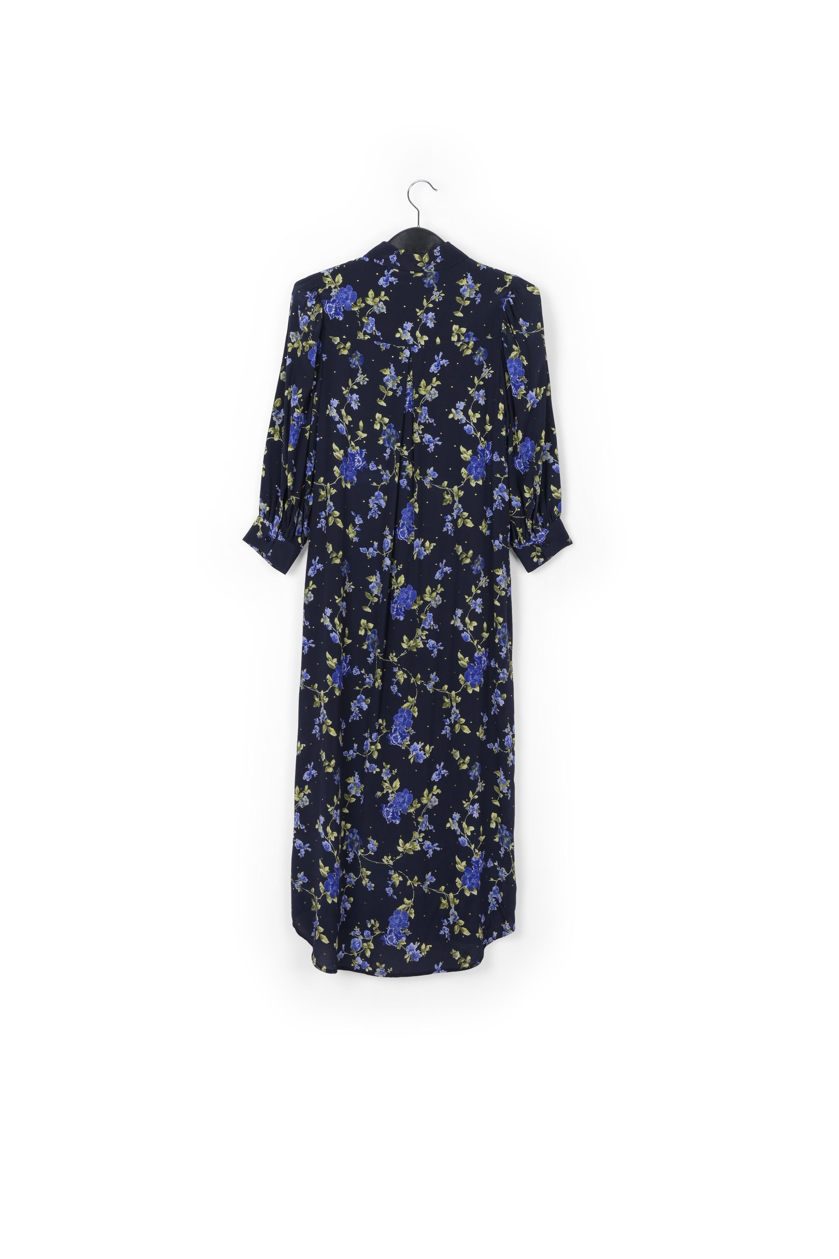 Robe chemise bleu foncé à imprimé fleuri RE—SSENTIEL | Essentiel second hand