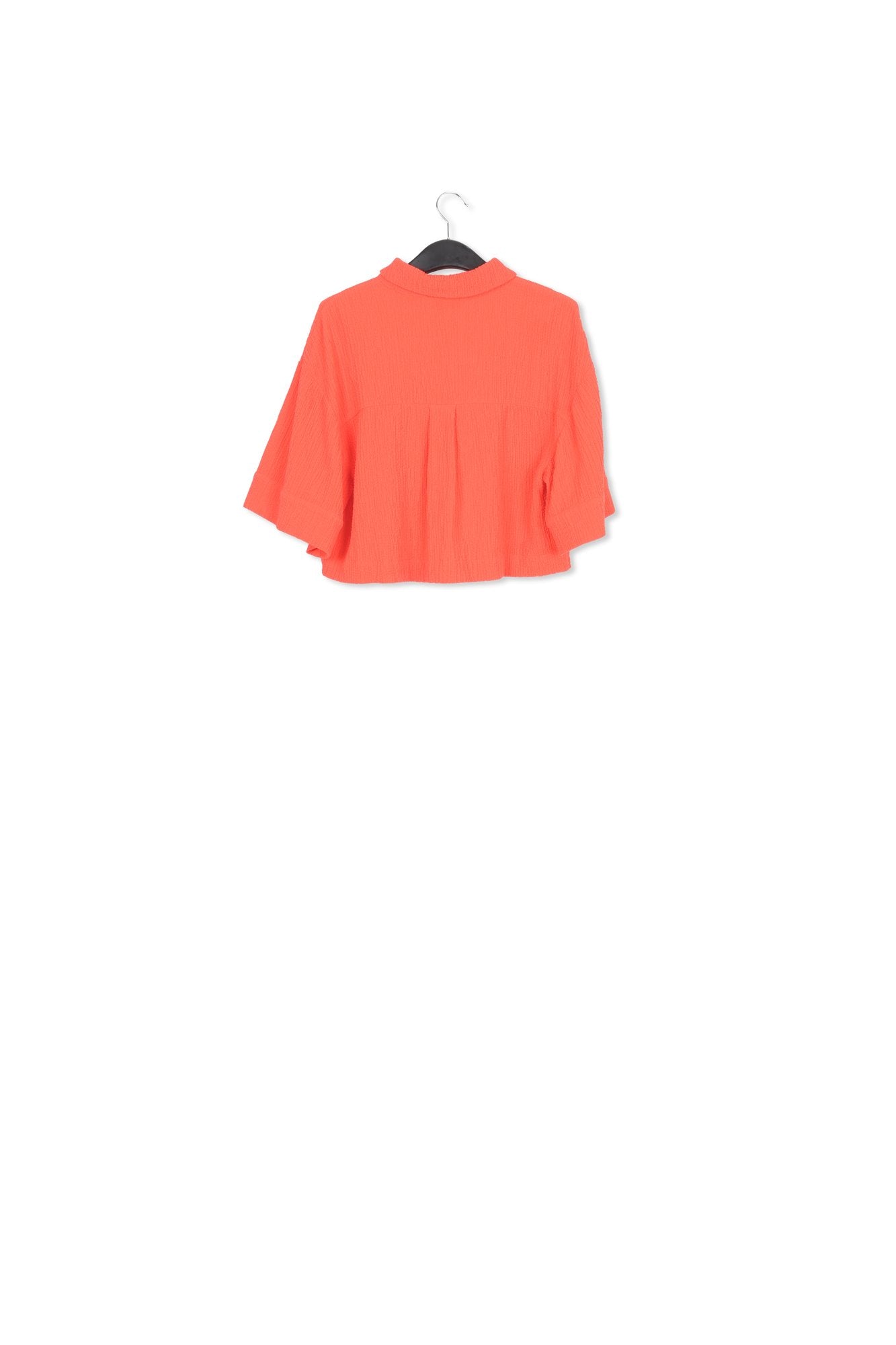 Rood kort overhemd in cloqué RE—SSENTIEL | Essentiel second hand