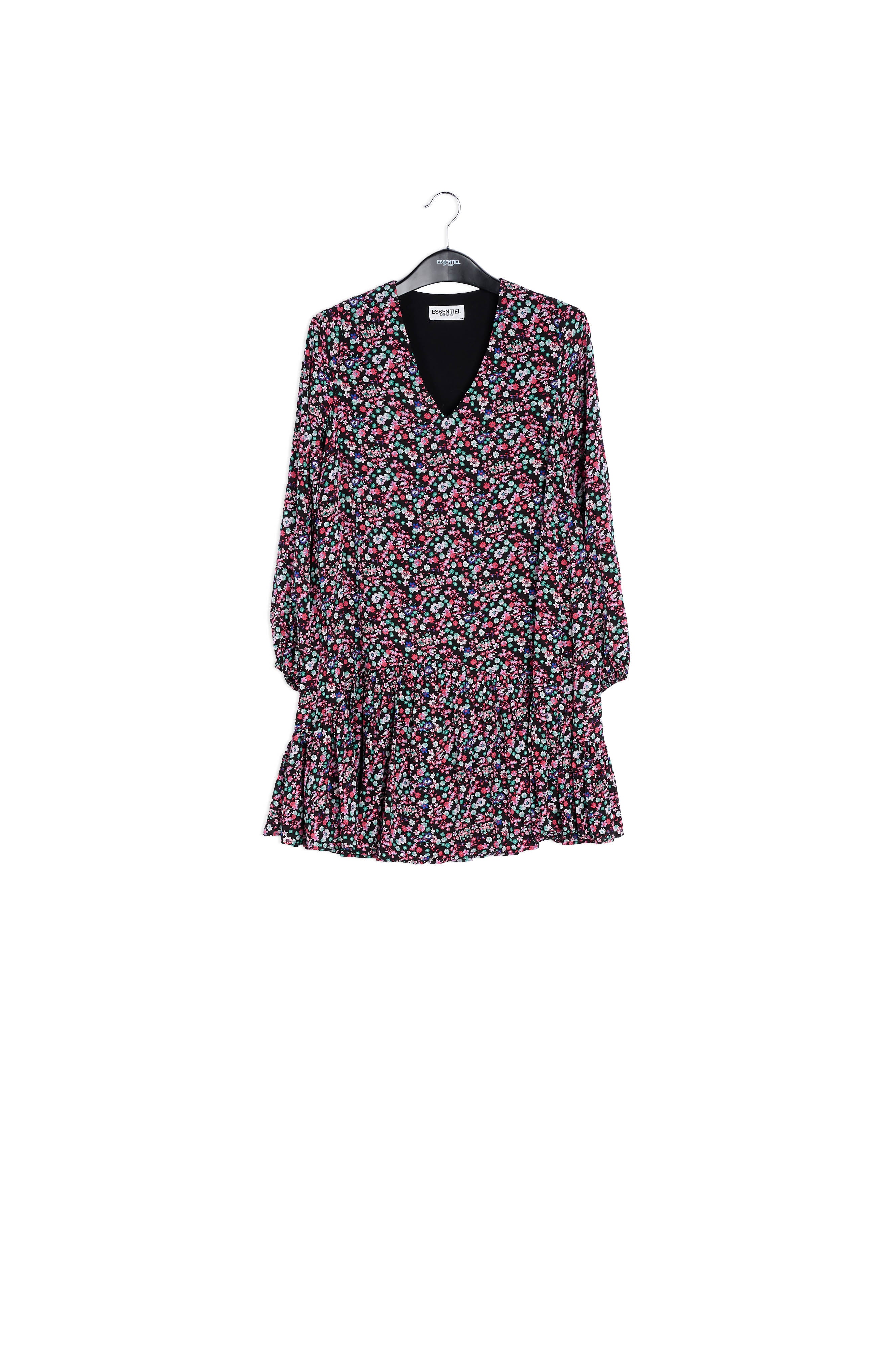 Black floral-print mini dress RE—SSENTIEL | Essentiel second hand