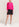 Pull maille côtelée rose aux manchettes rayées fluo Faume - seconde main