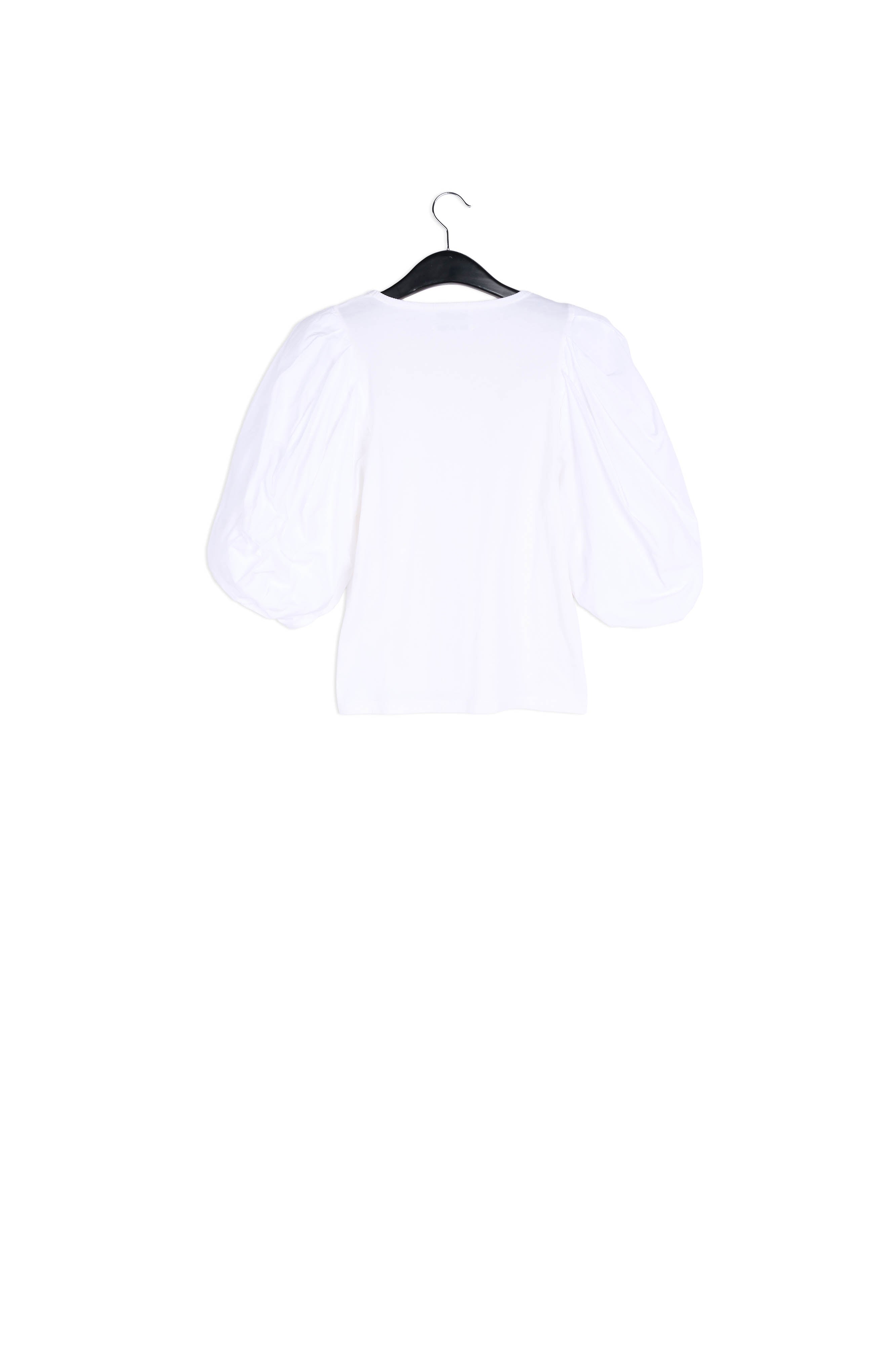 White jersey T-shirt with cotton-poplin sleeves RE—SSENTIEL | Essentiel second hand
