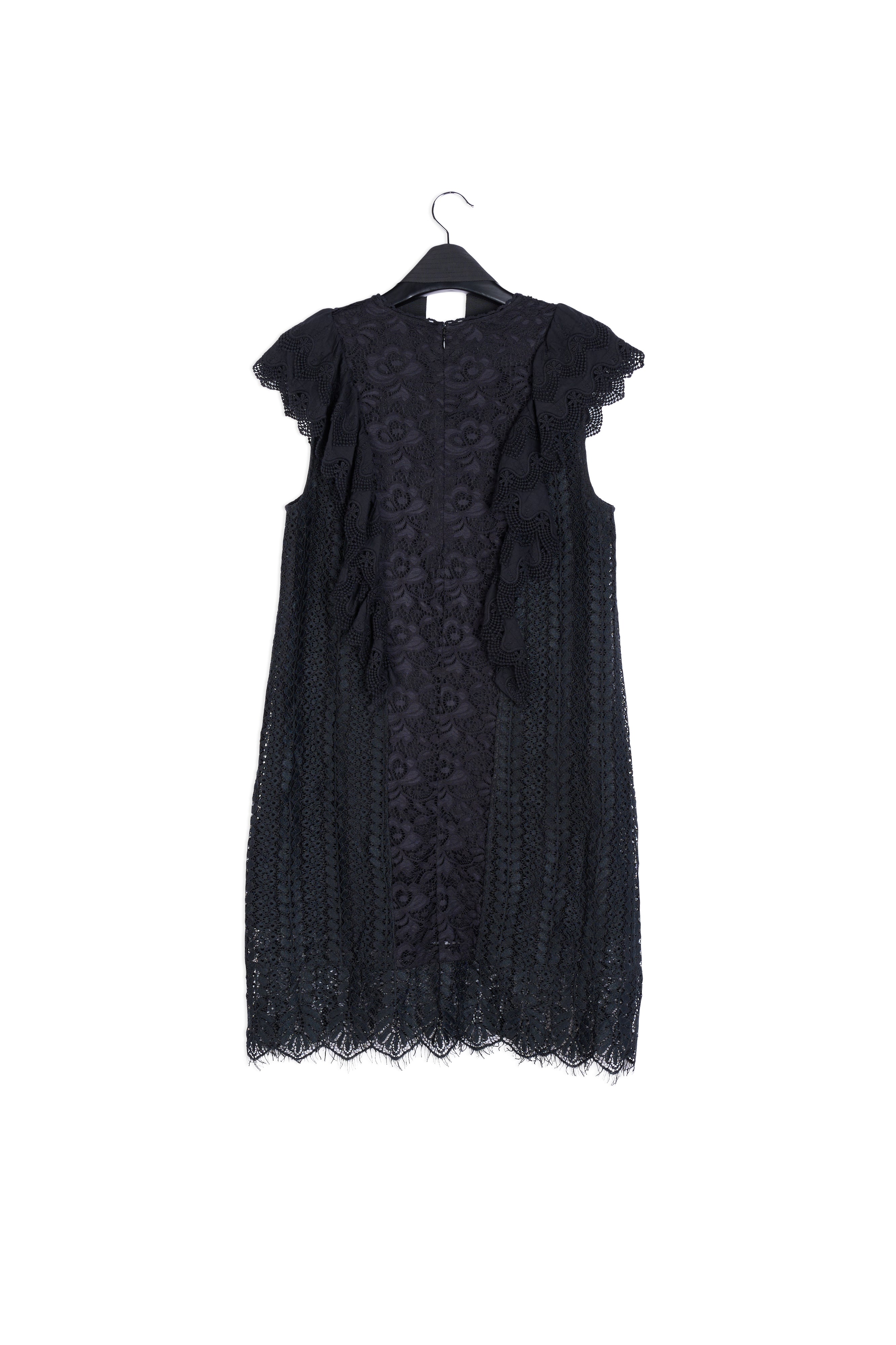 Black ruffled lace belted dress with sequins RE—SSENTIEL | Essentiel second hand