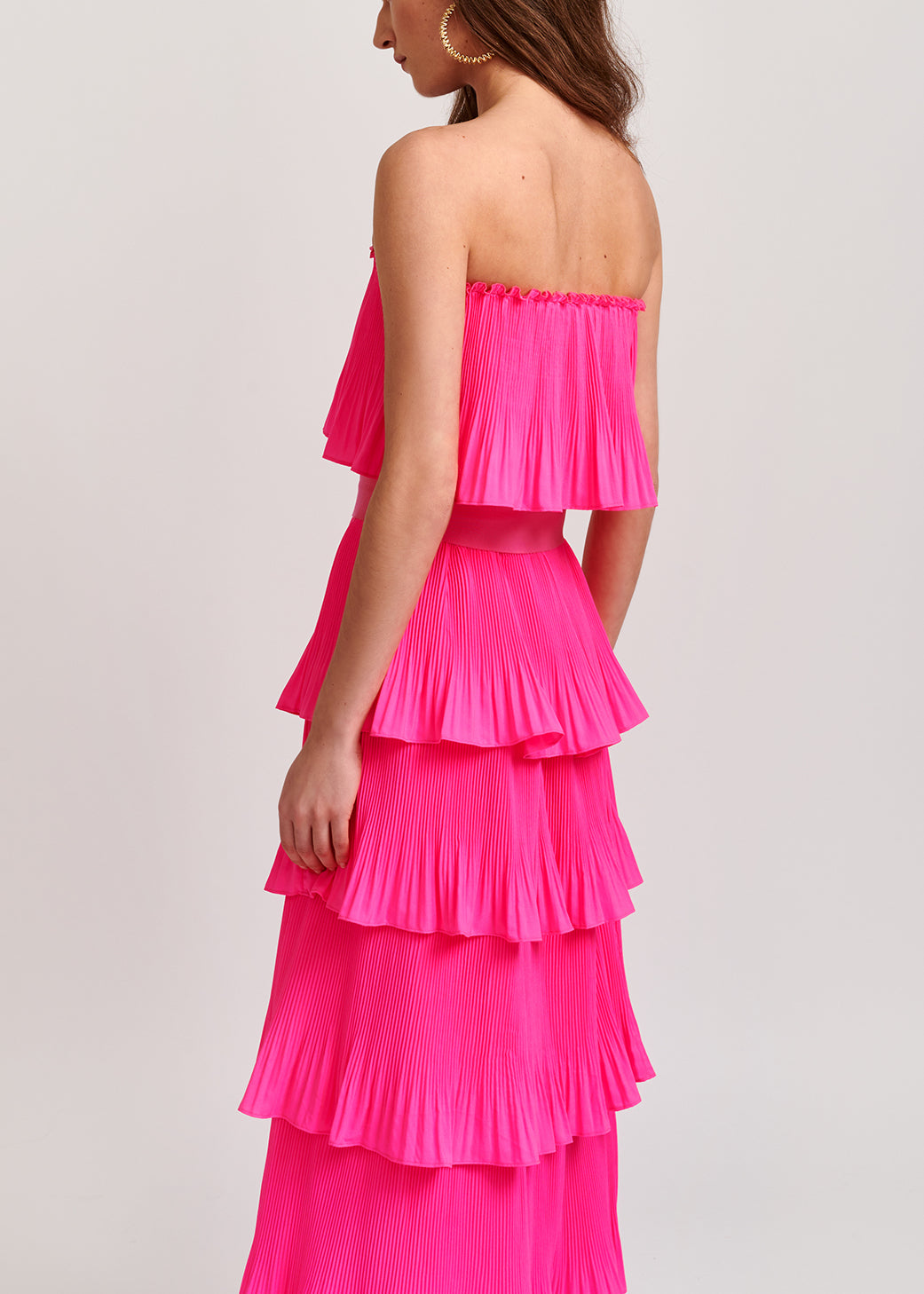 Neon pink tiered strapless dress RE—SSENTIEL | Essentiel second hand