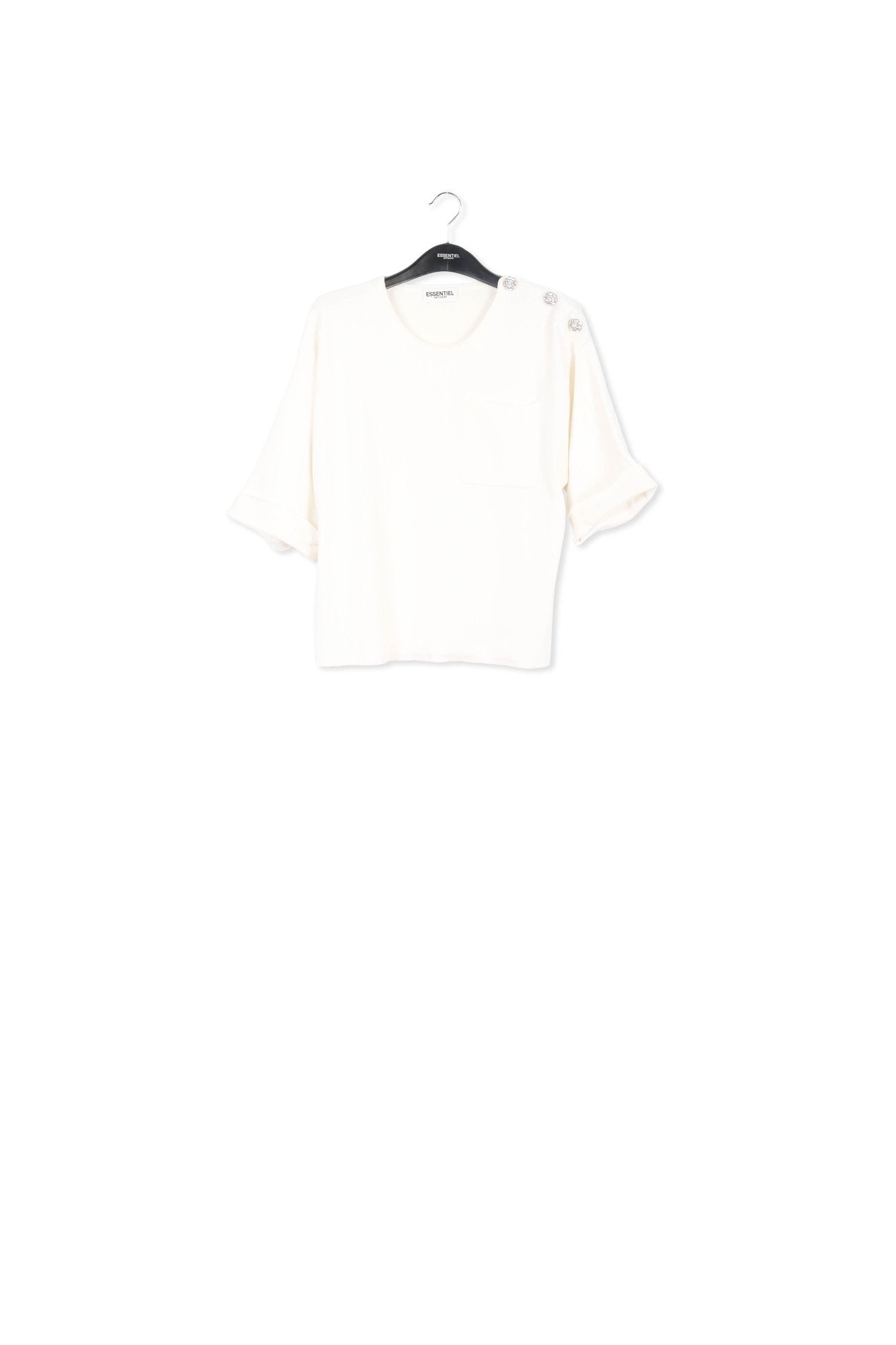 Off-white short-sleeved sweater RE—SSENTIEL | Essentiel second hand