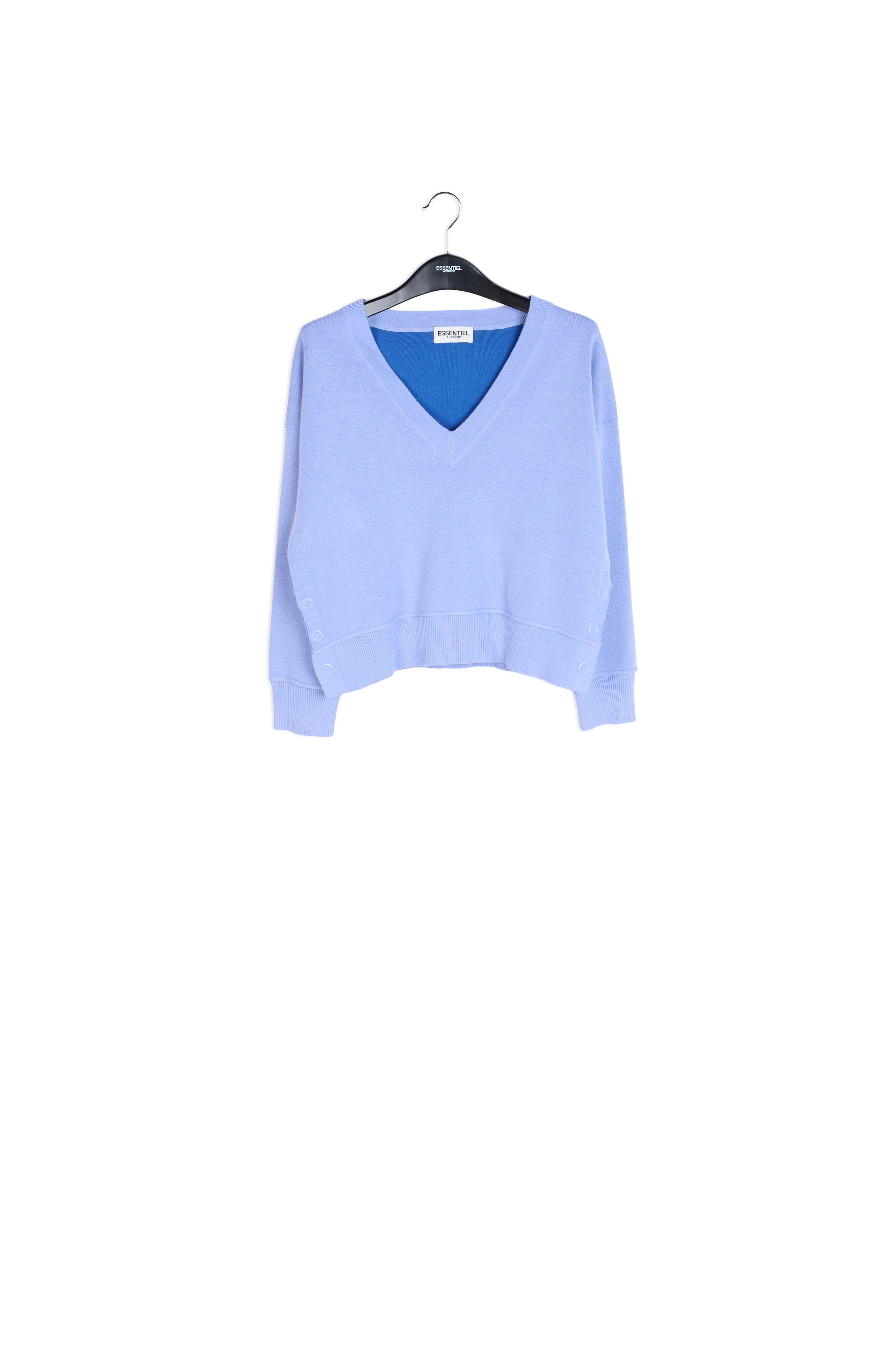 Light blue boxy V-neck sweater RE—SSENTIEL | Essentiel second hand