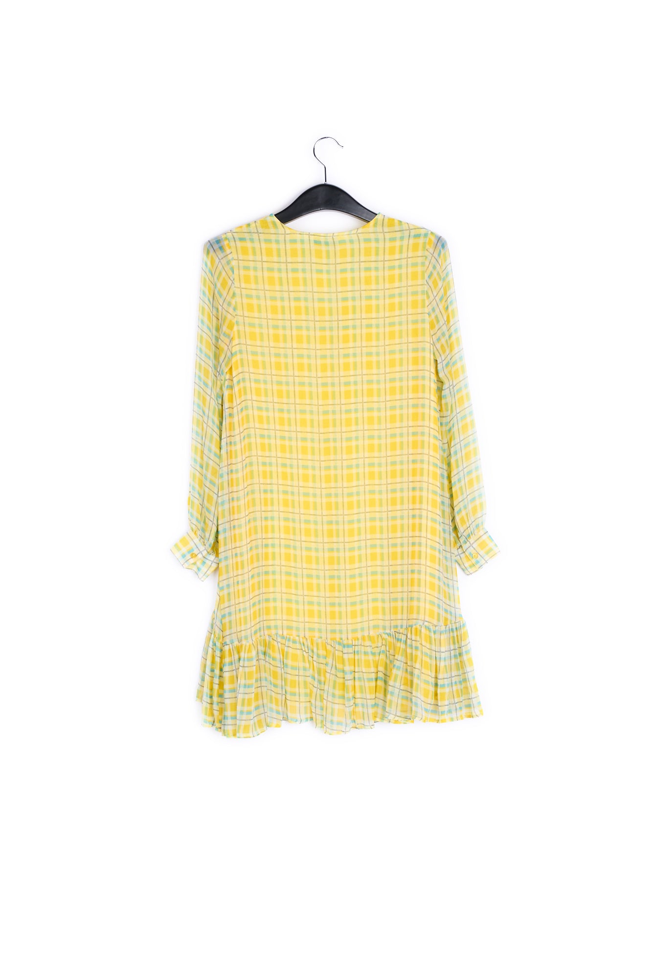 Yellow and light blue check mini dress RE—SSENTIEL | Essentiel second hand