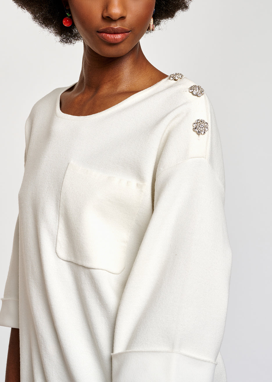 Off-white short-sleeved sweater RE—SSENTIEL | Essentiel second hand