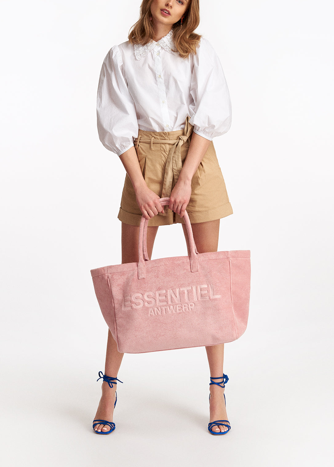 White cotton-poplin shirt with lace collar RE—SSENTIEL | Essentiel second hand