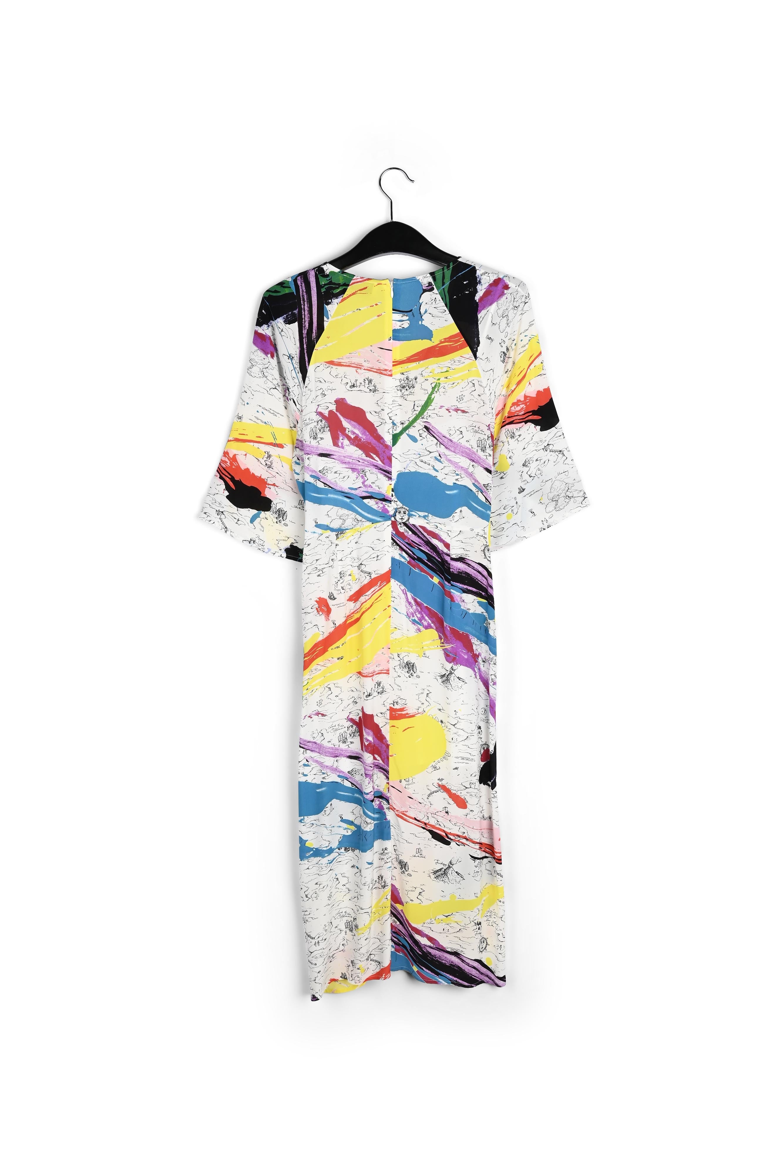 Off-white midi dress with colorful splatters RE—SSENTIEL | Essentiel second hand