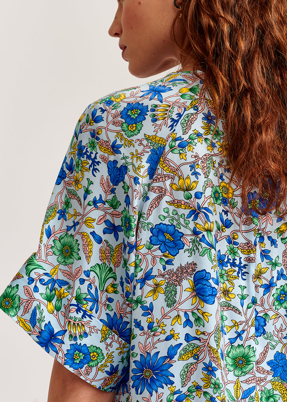 Light blue floral-print top RE—SSENTIEL | Essentiel second hand