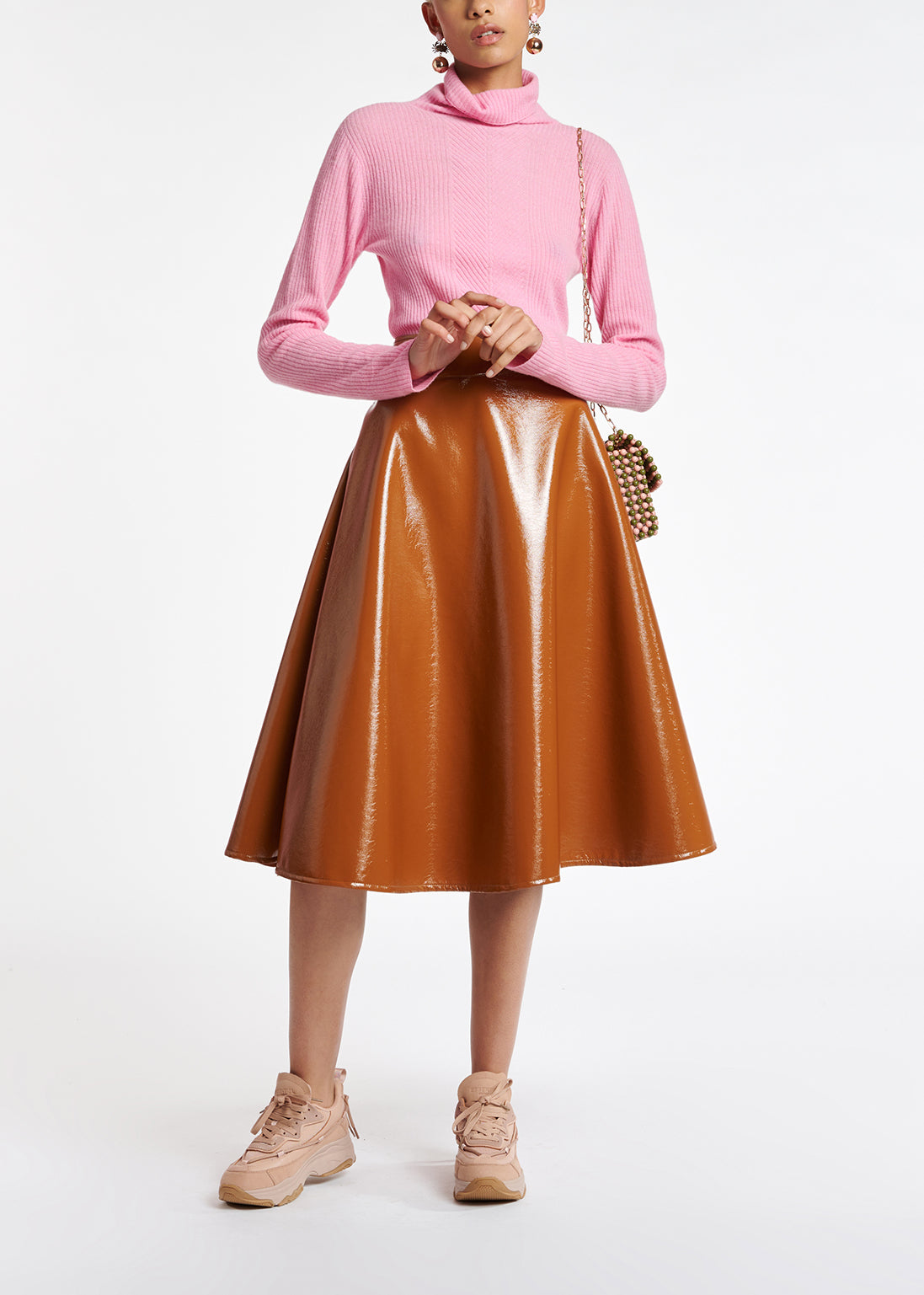 Pink merino wool ribbed turtleneck sweater RE—SSENTIEL | Essentiel second hand