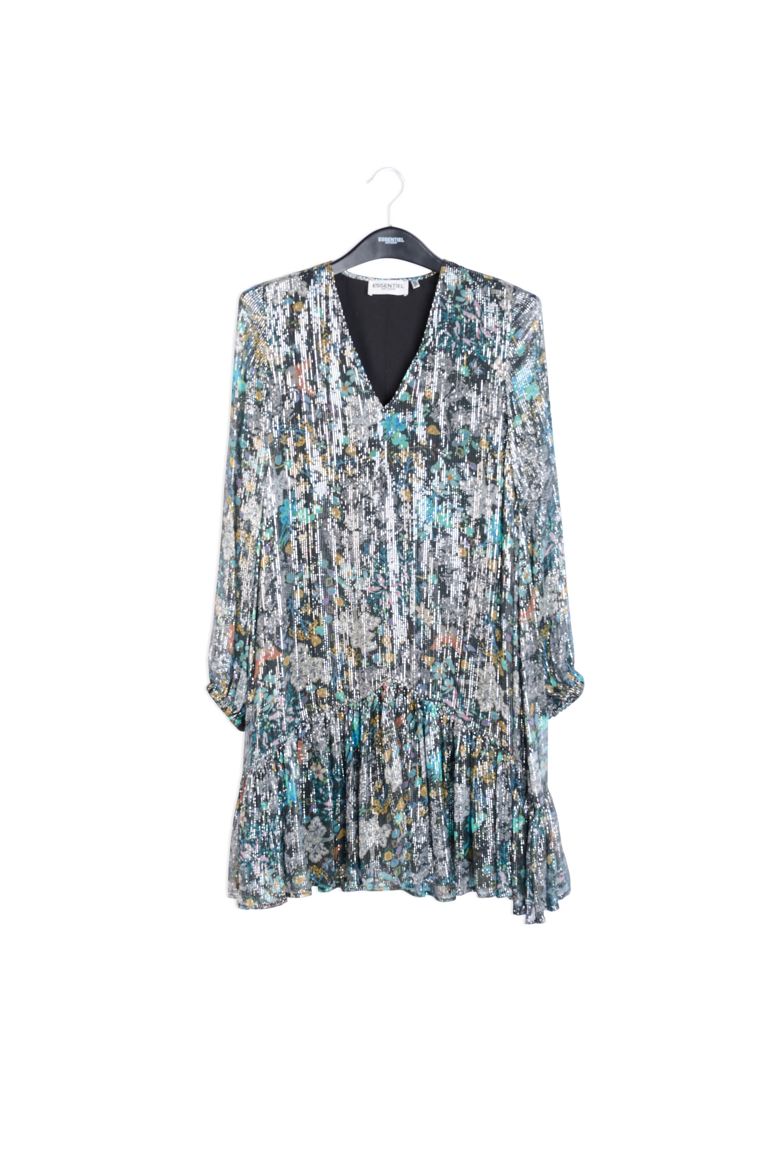 Mini-jurk met donkere botanische print RE—SSENTIEL | Essentiel second hand