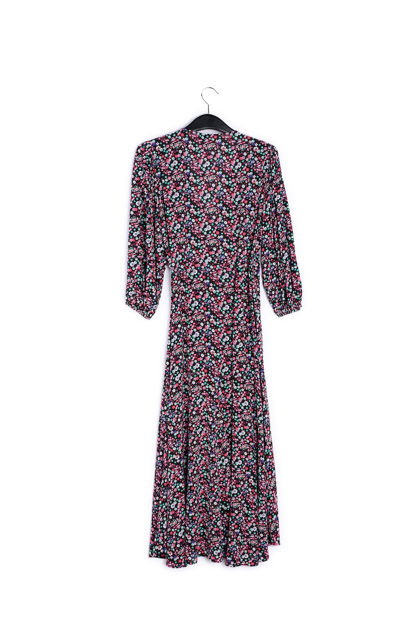 Black floral-print wrap maxi dress RE—SSENTIEL | Essentiel second hand