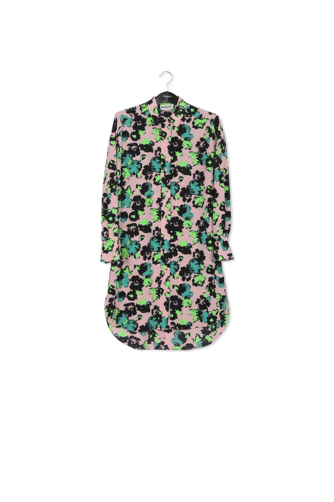 Pink floral mini shirt dress RE—SSENTIEL | Essentiel second hand