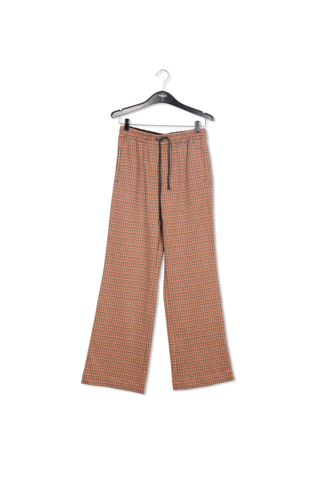 Pantalon en pied-de-poule blanc cassé et orange RE—SSENTIEL | Essentiel second hand