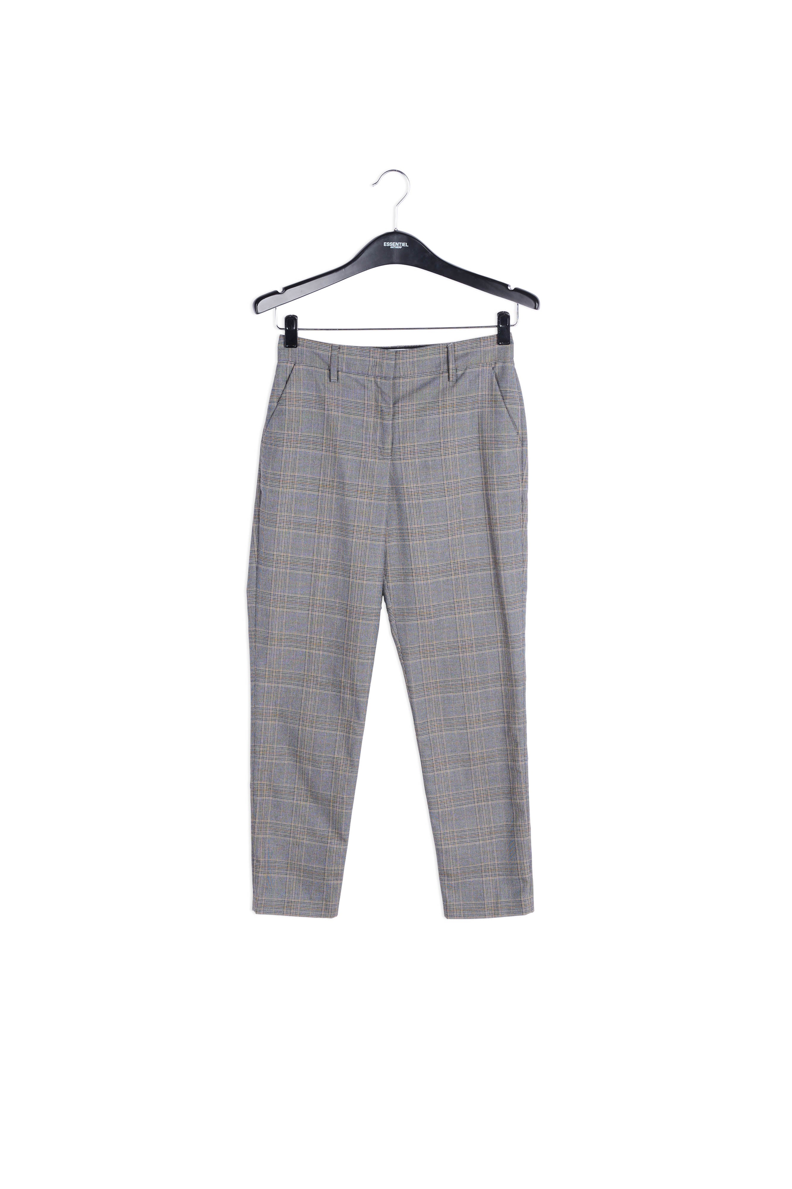 Pantalon gris 7/8me fuselé à carreaux RE—SSENTIEL | Essentiel second hand