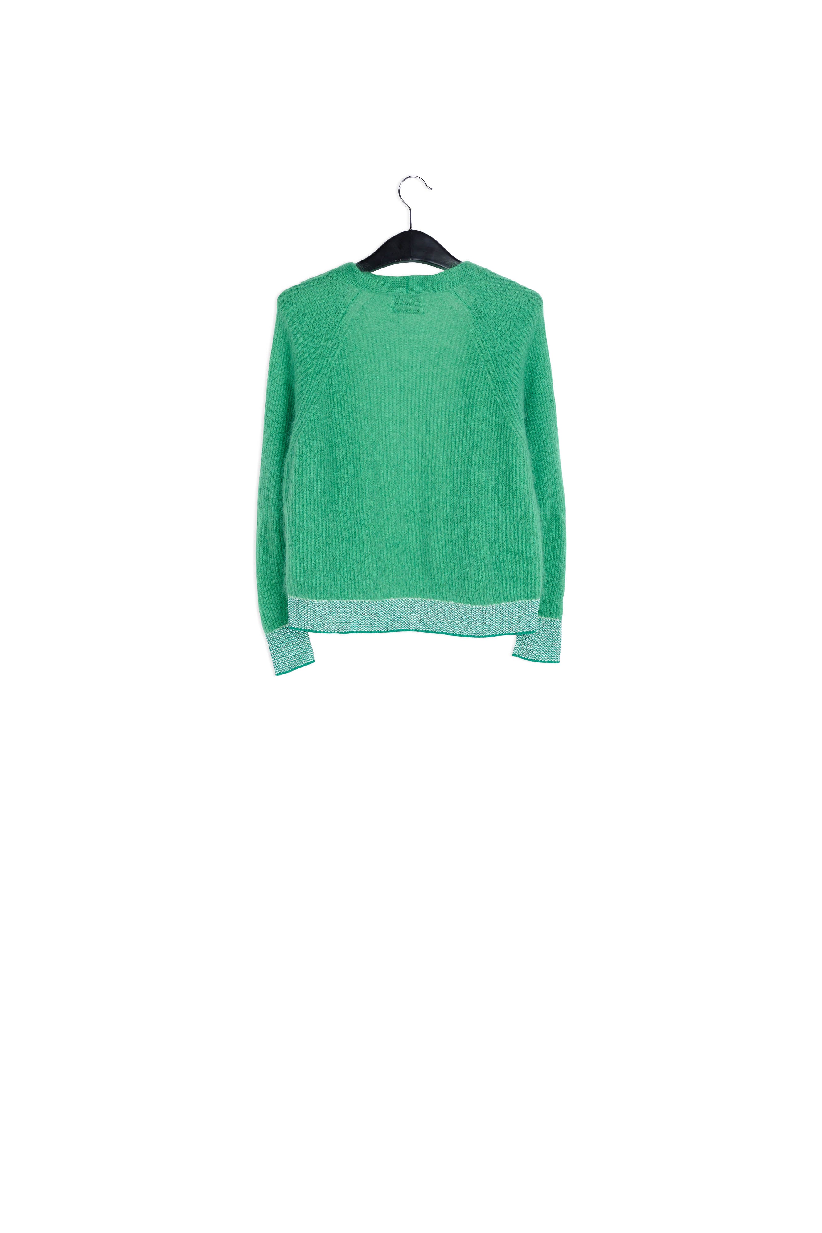 Green ribbed open cardigan with accentuated trims RE—SSENTIEL | Essentiel second hand