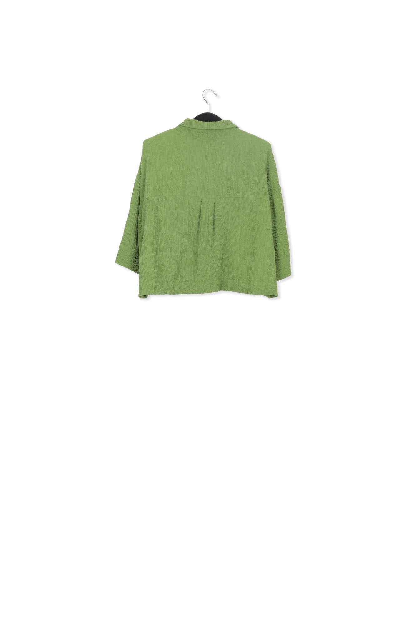 Dark green seersucker cropped shirt RE—SSENTIEL | Essentiel second hand