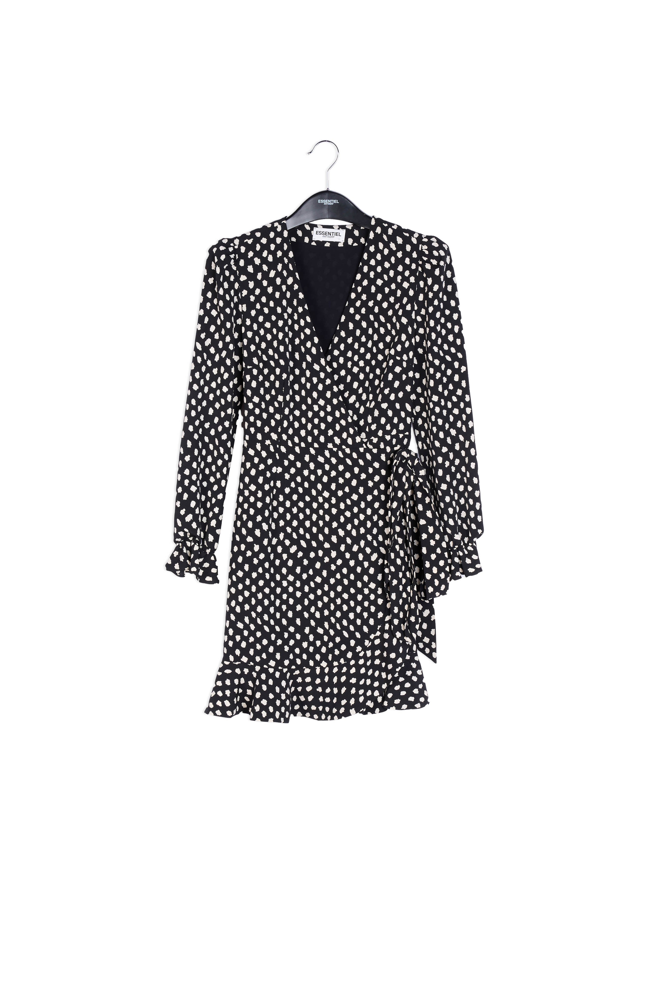 Mini robe cache-cœur noire à pois RE—SSENTIEL | Essentiel second hand