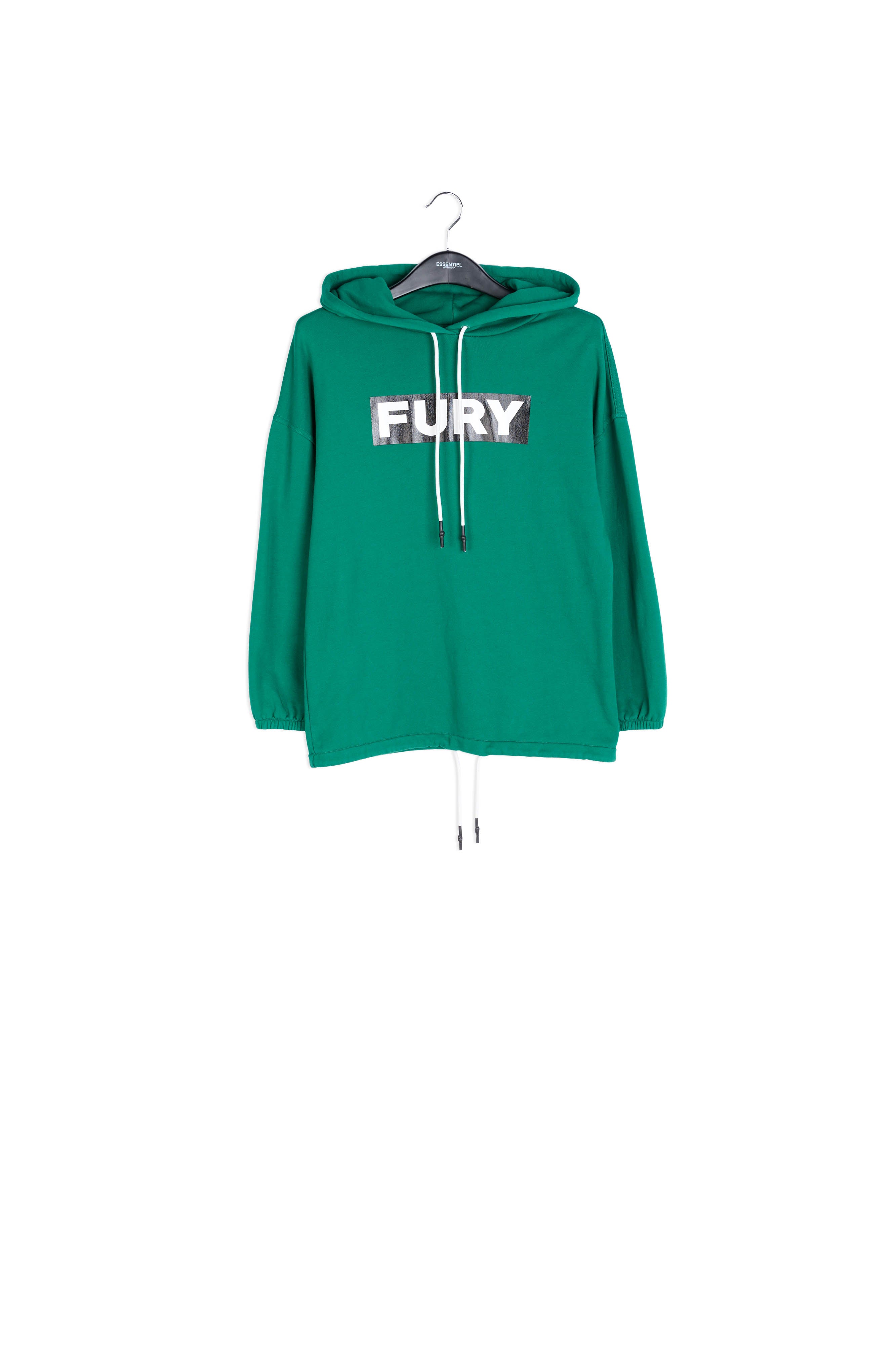 Sweat-shirt vert bouteille en jersey de coton à imprimé « fury » RE—SSENTIEL | Essentiel second hand