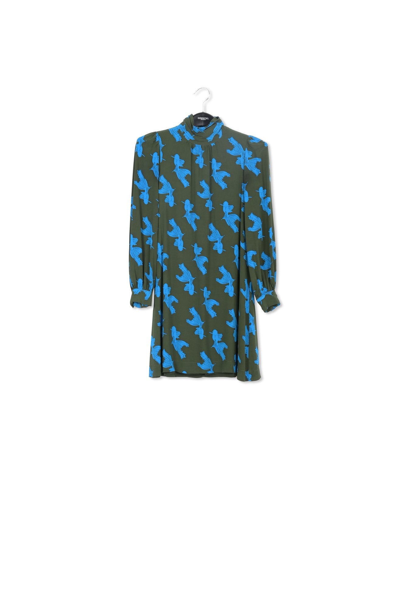 Mini-robe kaki et turquoise à imprimé graphique RE—SSENTIEL | Essentiel second hand