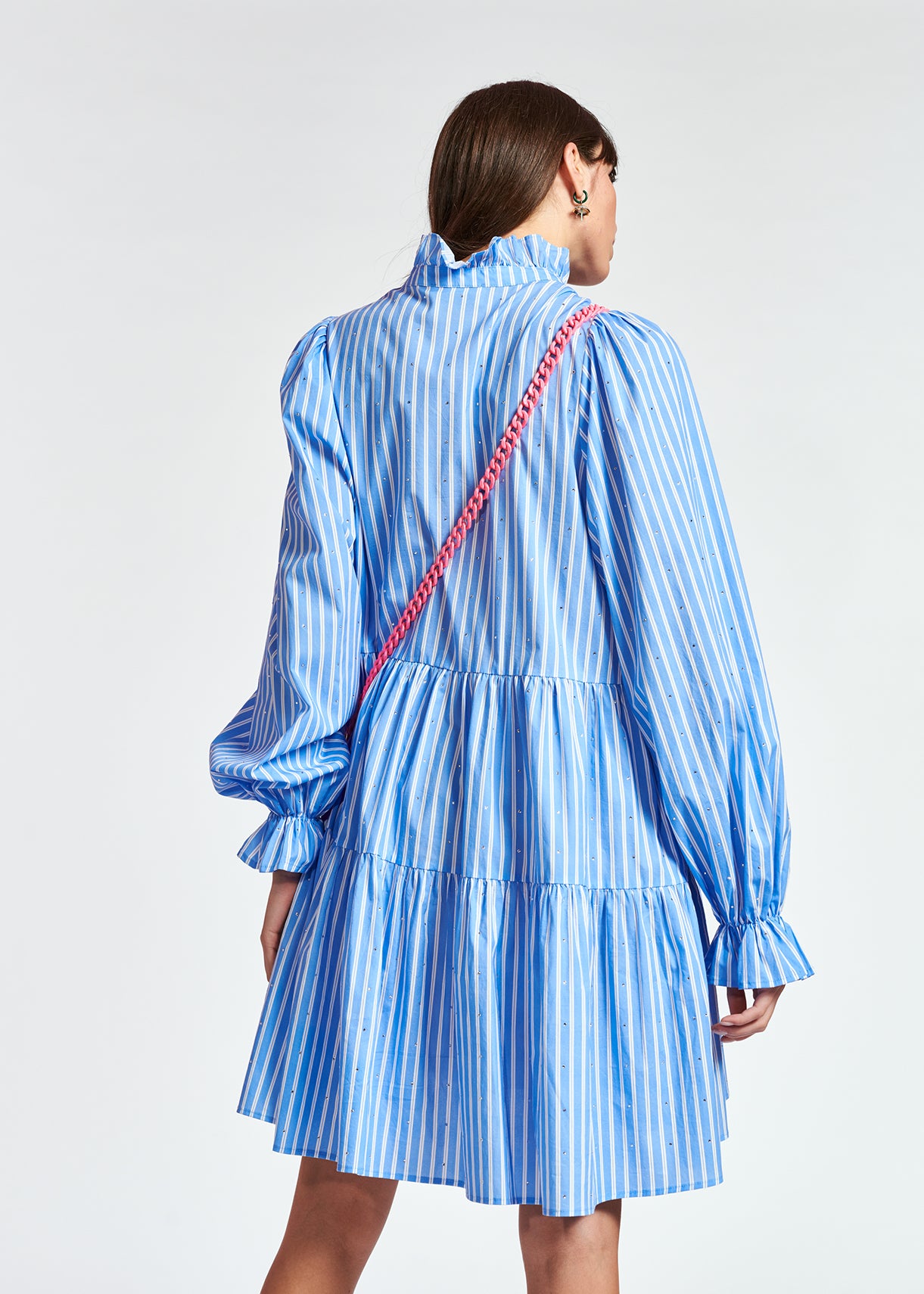 Light blue striped cotton-poplin mini dress RE—SSENTIEL | Essentiel second hand