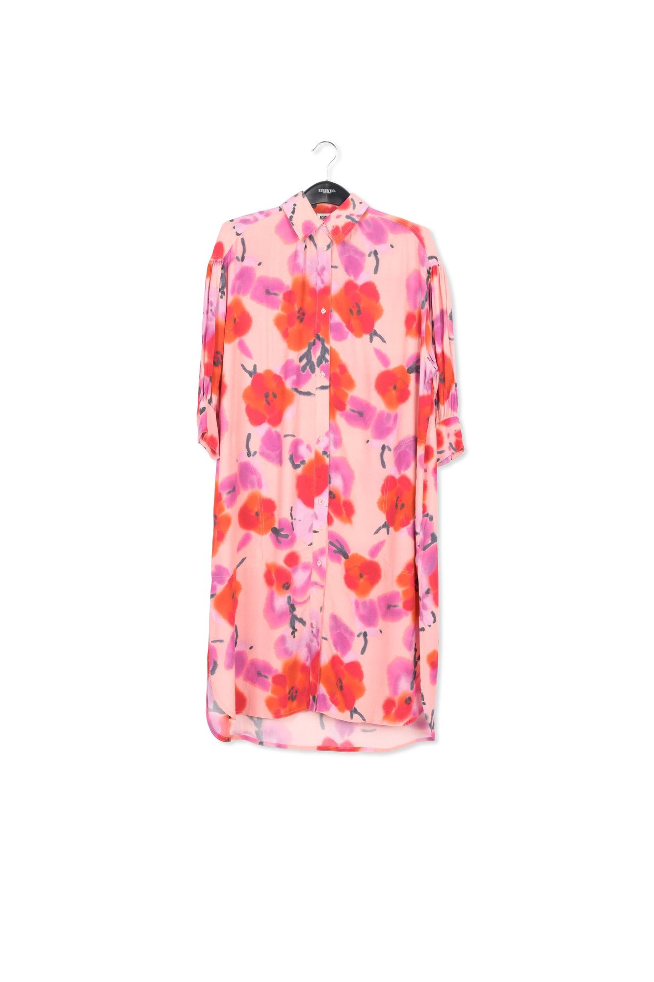 Robe chemise à fleurs rose clair, rouge et pourpre RE—SSENTIEL | Essentiel second hand