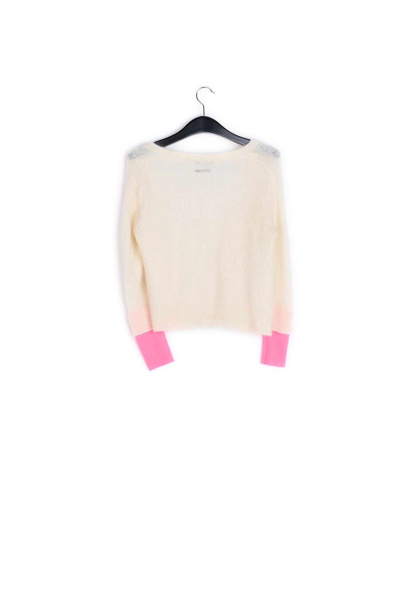 Off-white mohair-blend cardigan with neon cuffs RE—SSENTIEL | Essentiel second hand